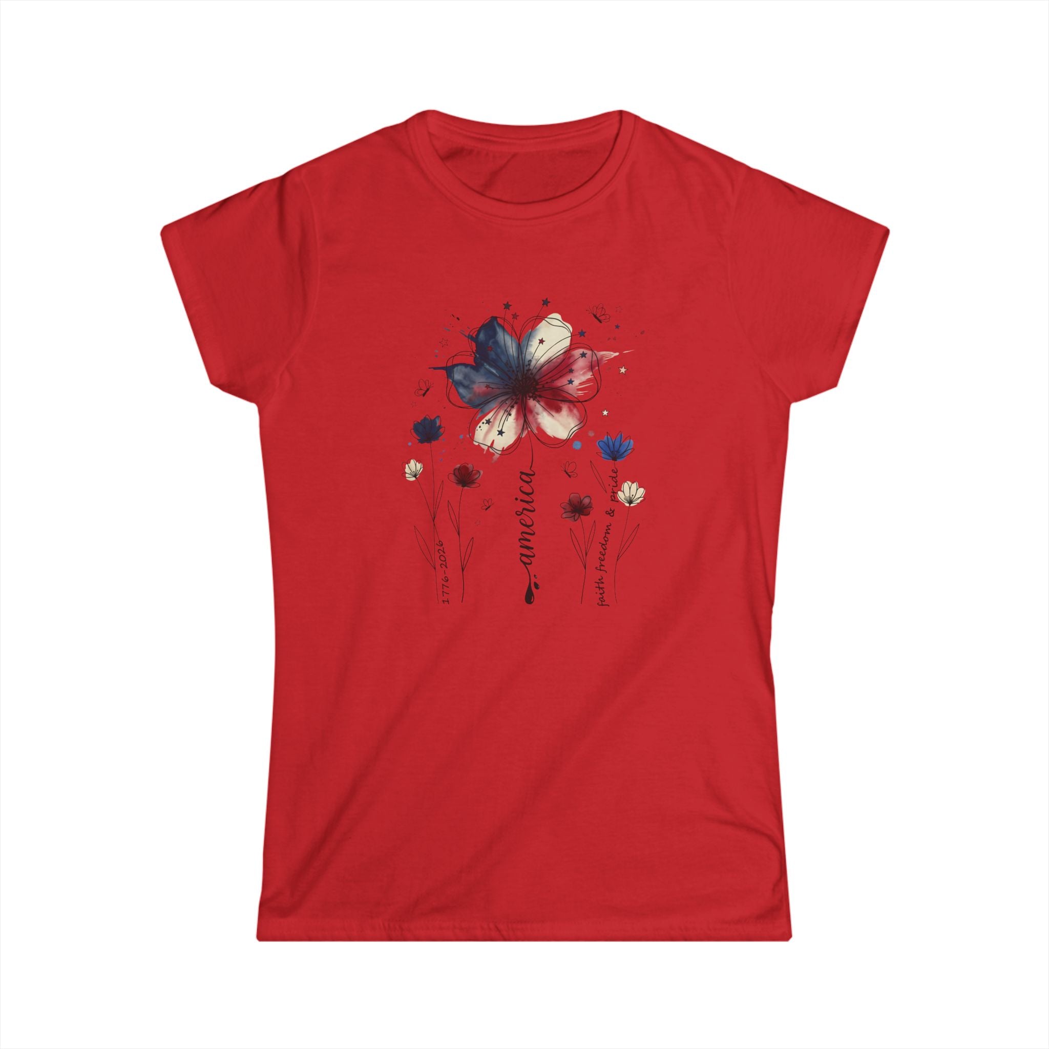 Freedom 250 Floral Watercolor Women's Tee — Freedom 250 Graphic Shirt
