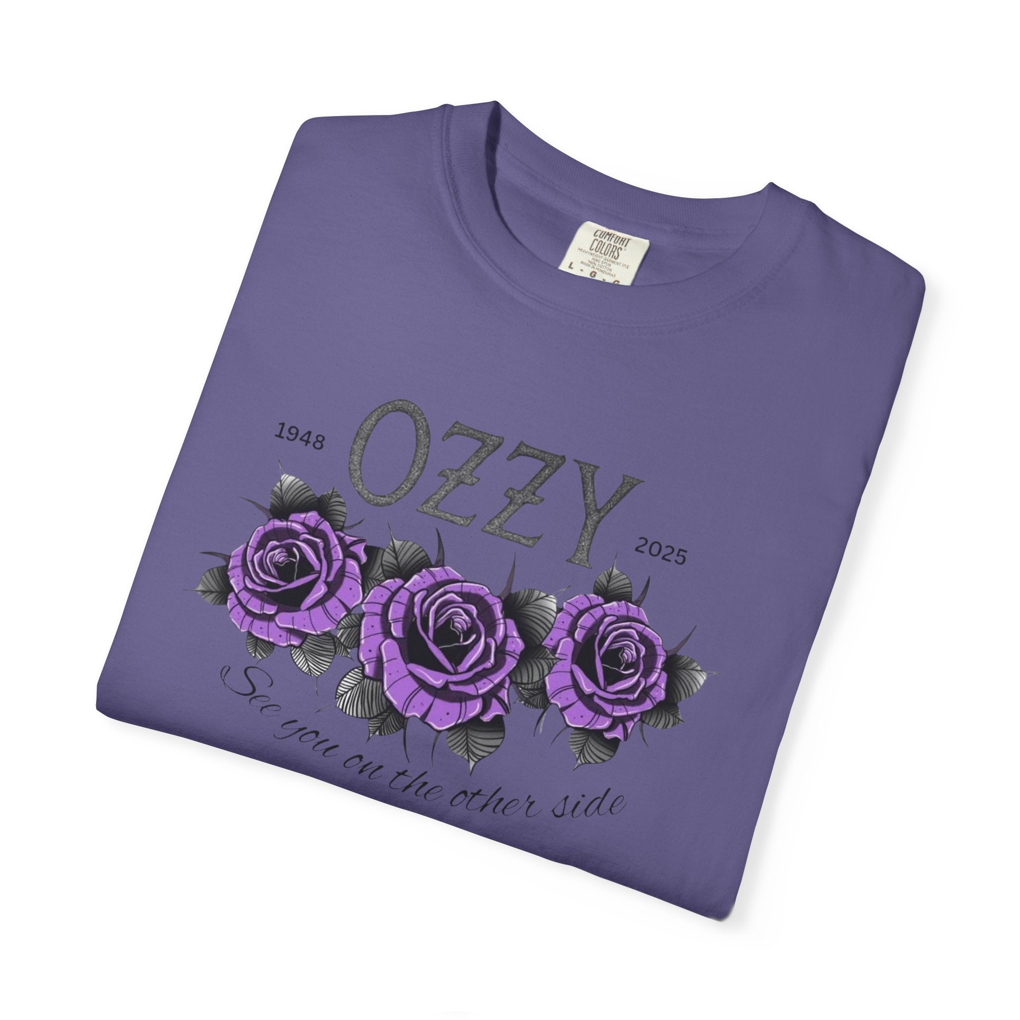 Vintage OZZY Floral T-Shirt, Memorial Blk Sabbath Music Lover Tee, Custom Artistic Graphic, Casual Wear