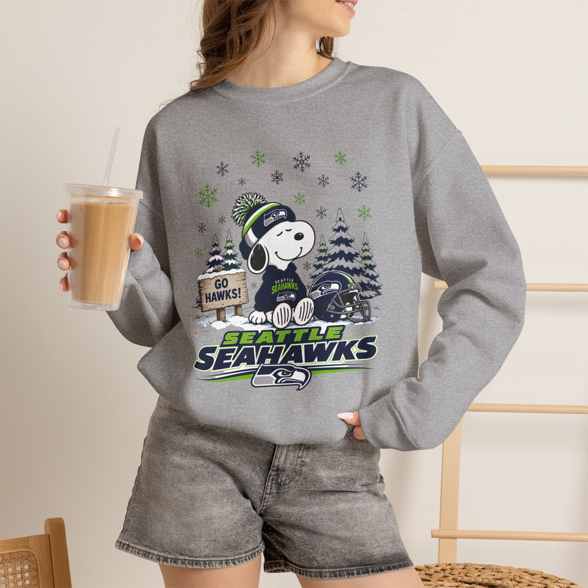 Seattle Seahawks Snowy Snoopy Sweatshirt for Men and Women