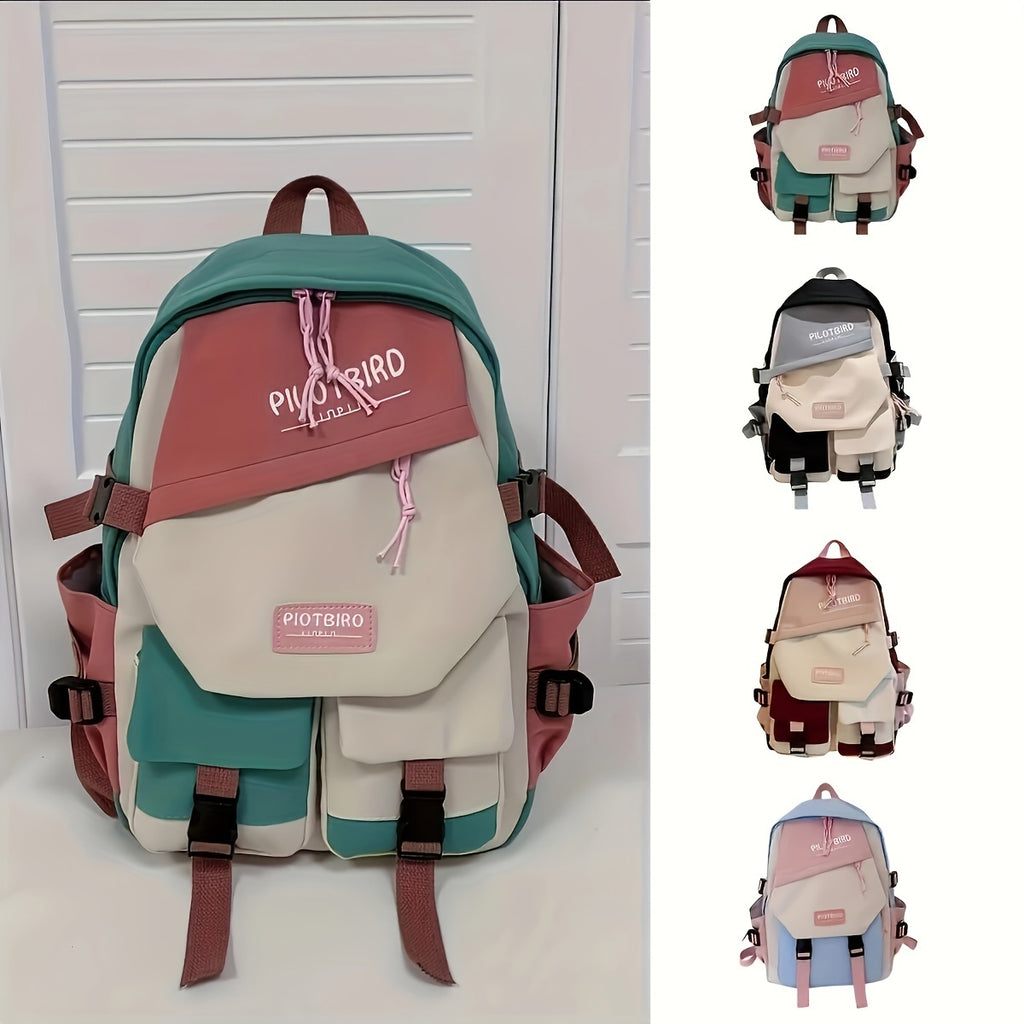 Stylish Color-Block, Large-Capacity School / Travel Backpack