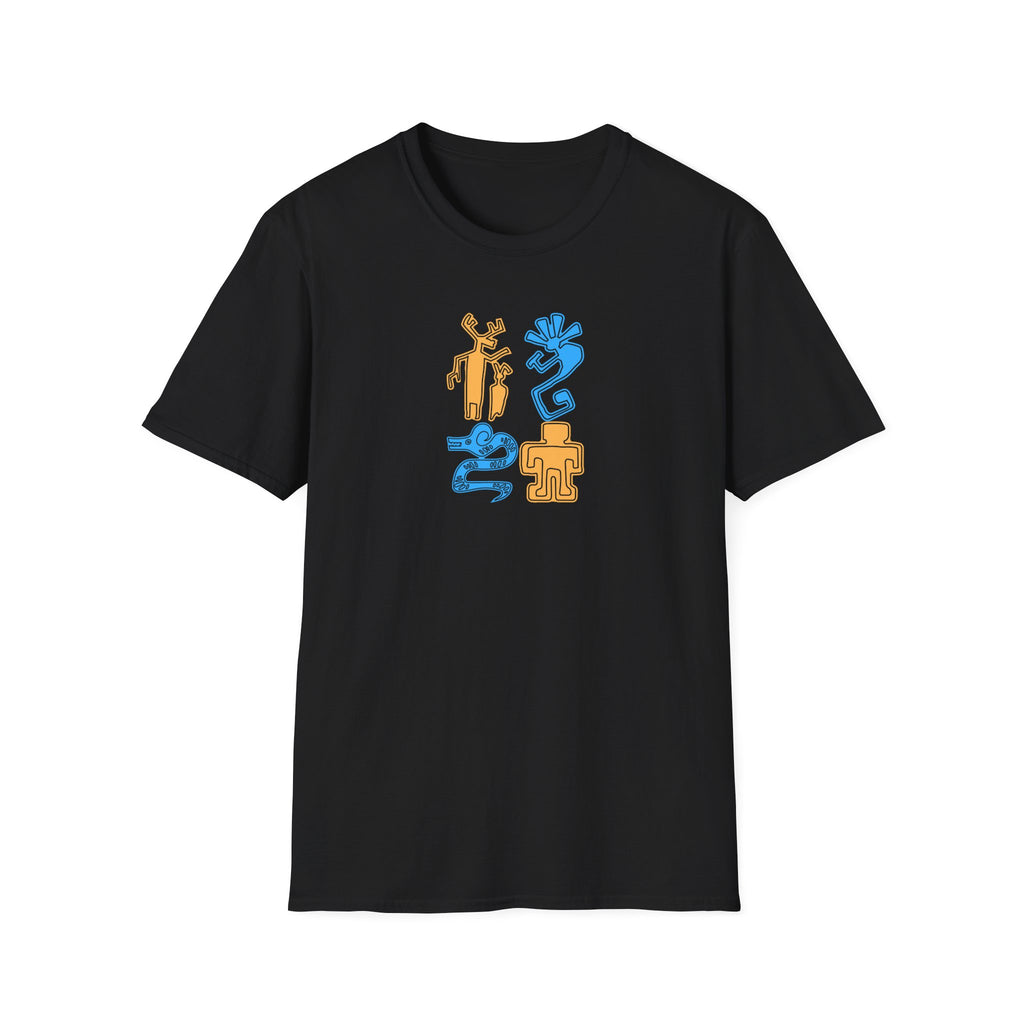 Unisex Petroglyph Kokpelli T-Shirt, Southwestern Summer Shirt, Native American Tee, Southwest Tribal Top, Desert Graphic Shirt