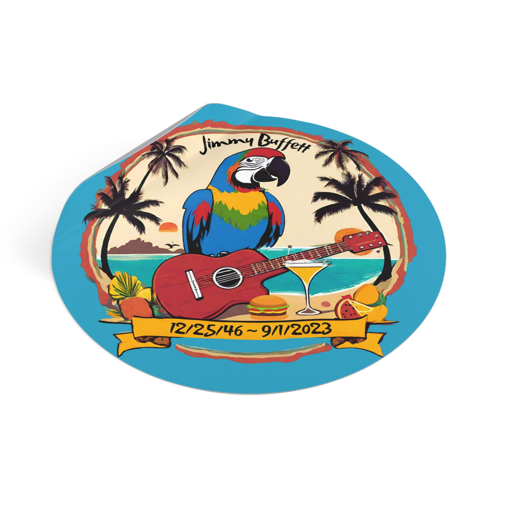 Jimmy Buffett Memorial Round Vinyl Stickers