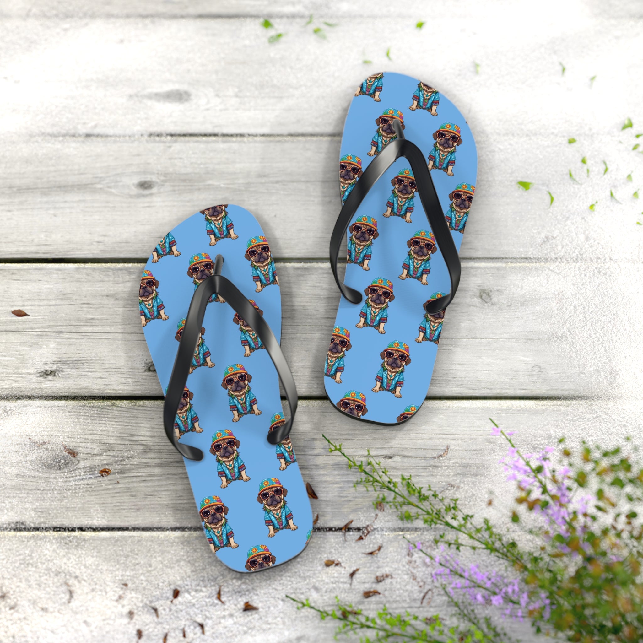 Hippie Pug Flip Flops