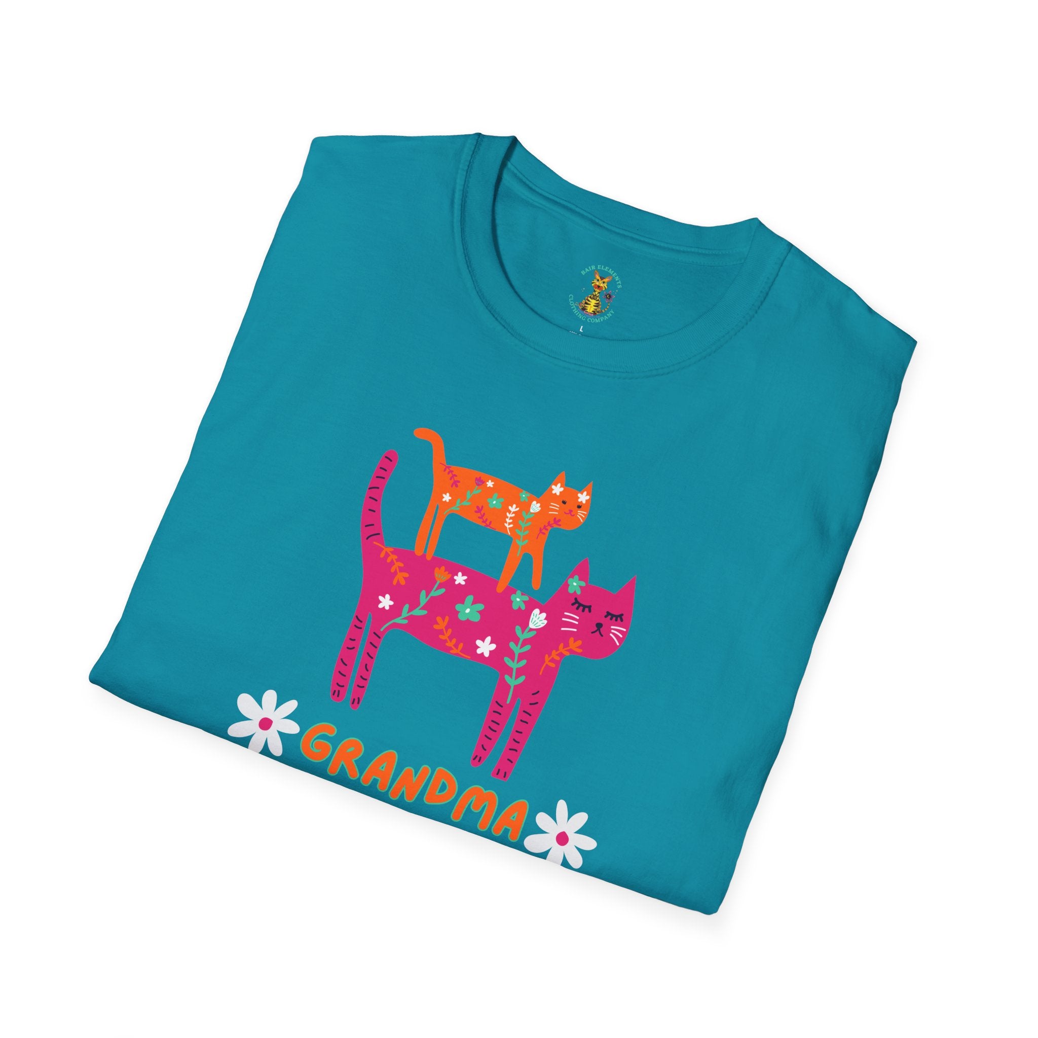 Personalized Grandma Cat T-Shirt, Mother's Day T-Shirt, Sizes XS-5X, Cat Print T-Shirt for Women