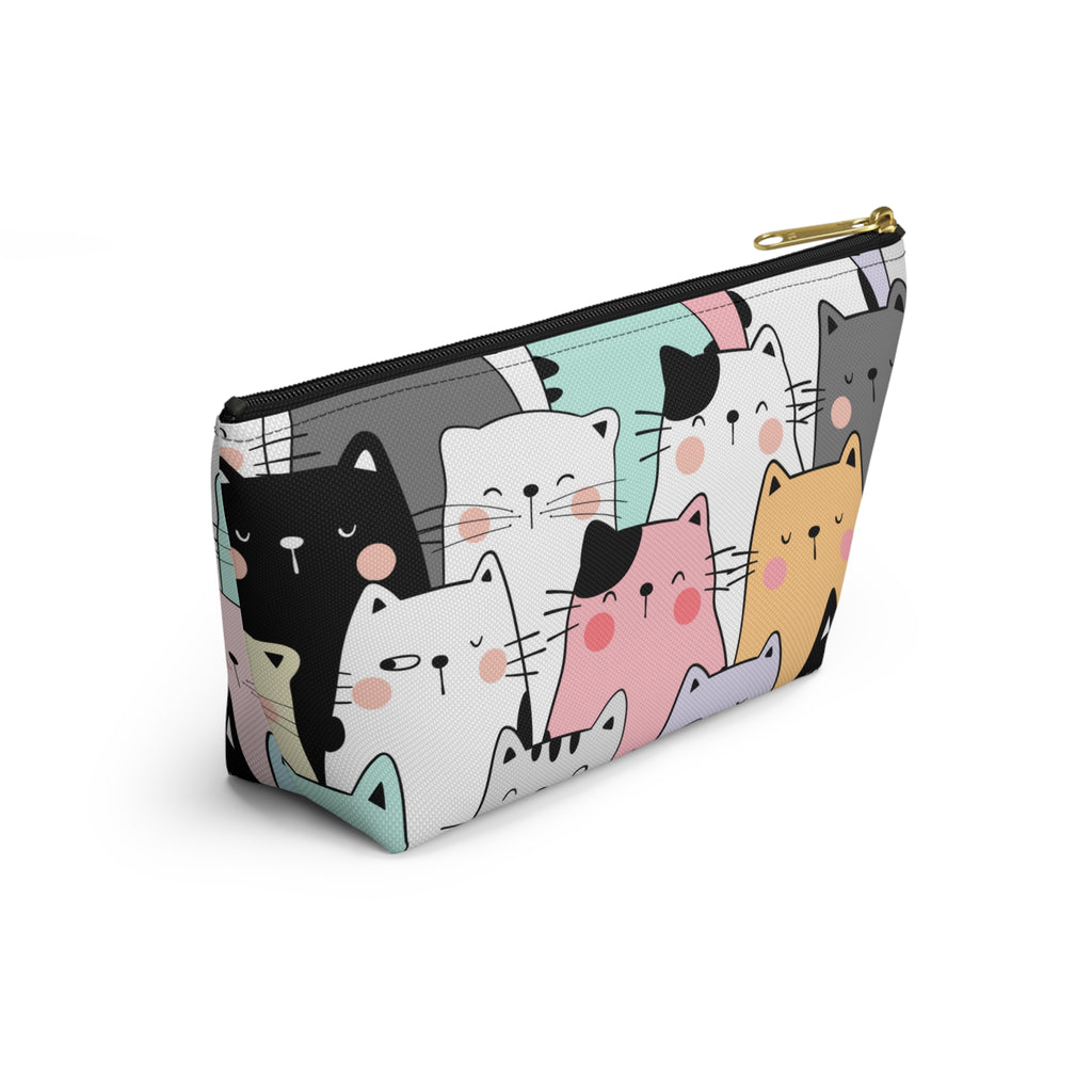 Colorful Cat Print, Travel Accessory Pouch, Make-up Bag