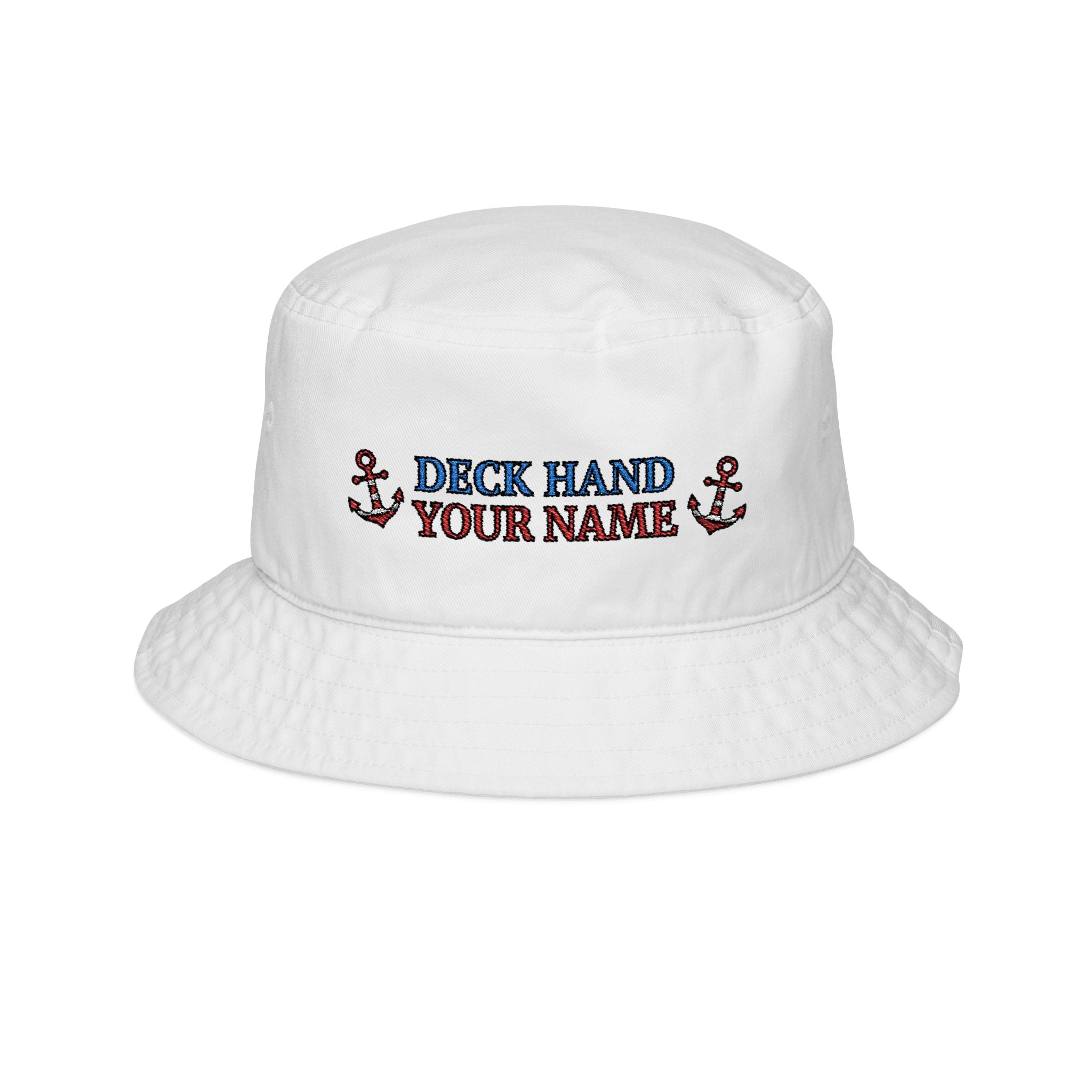 Embroidered Personalized Deck Hand Bucket Hat, Boating Hat