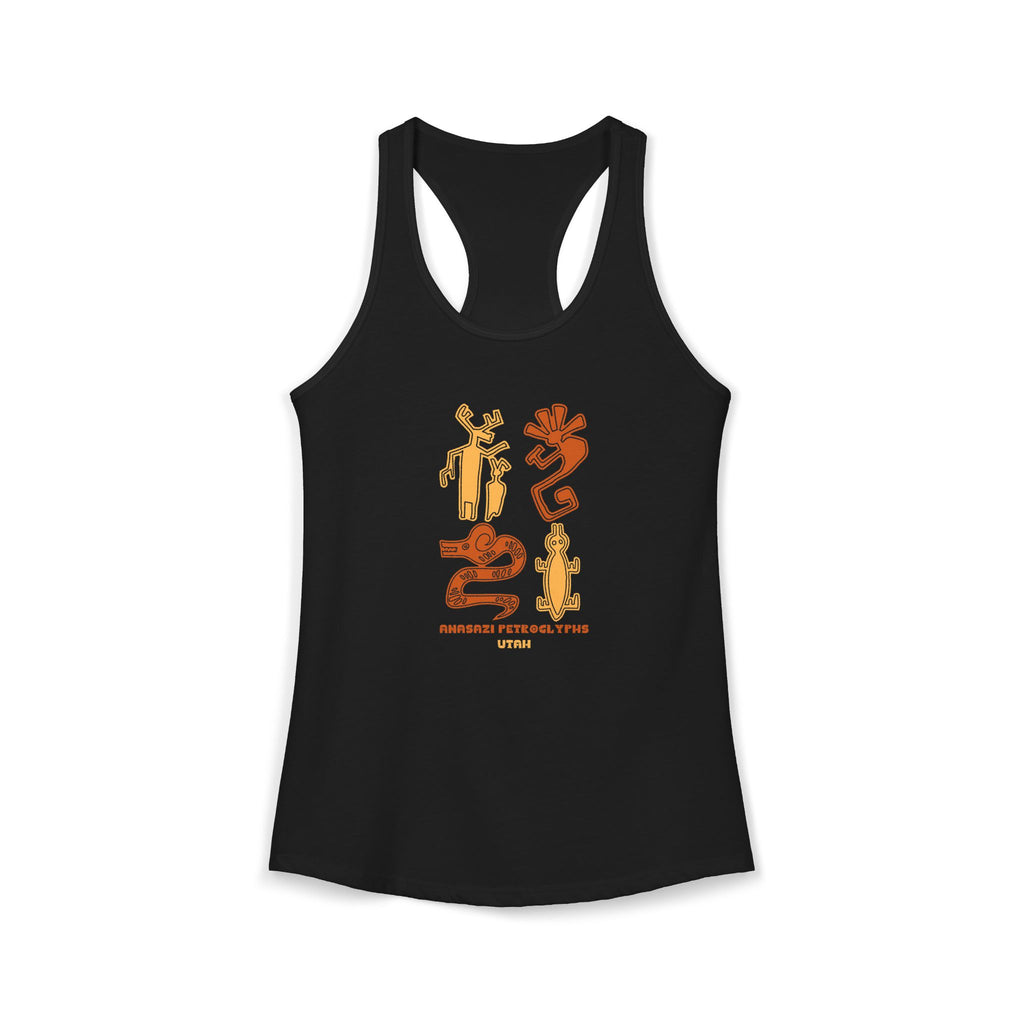 Anasazi Petroglyth, Women's Ideal Racerback Tank, Arizona Desert Shirt 5 Colors