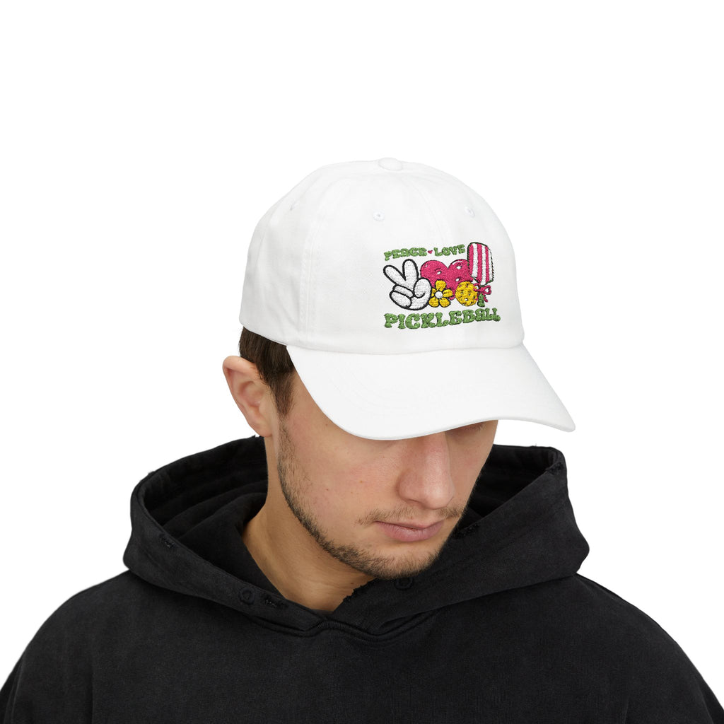 Embroidered Peace Love Pickleball Baseball Cap, Unisex, Pickleball Hat
