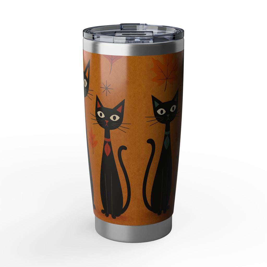 Cat Lover Travel Mug, Retro Fall Black Cat Tumbler, Halloween Gift