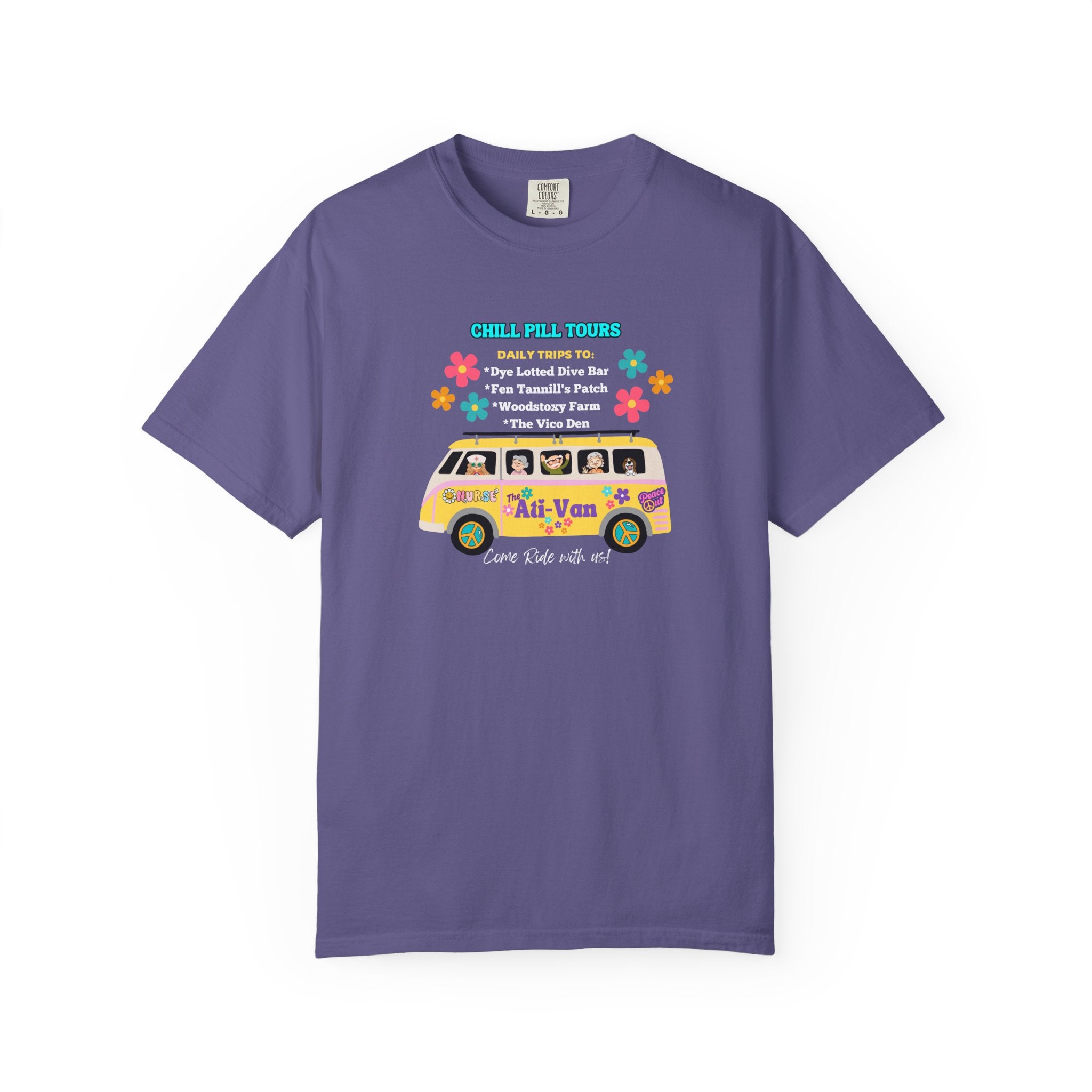 Chill Pill Tours, Funny Nurse T-Shirt, Ati-Van Ride, Unisex Tee, 100% Cotton, Nurse Gift, Soft Nurse T-Shirt