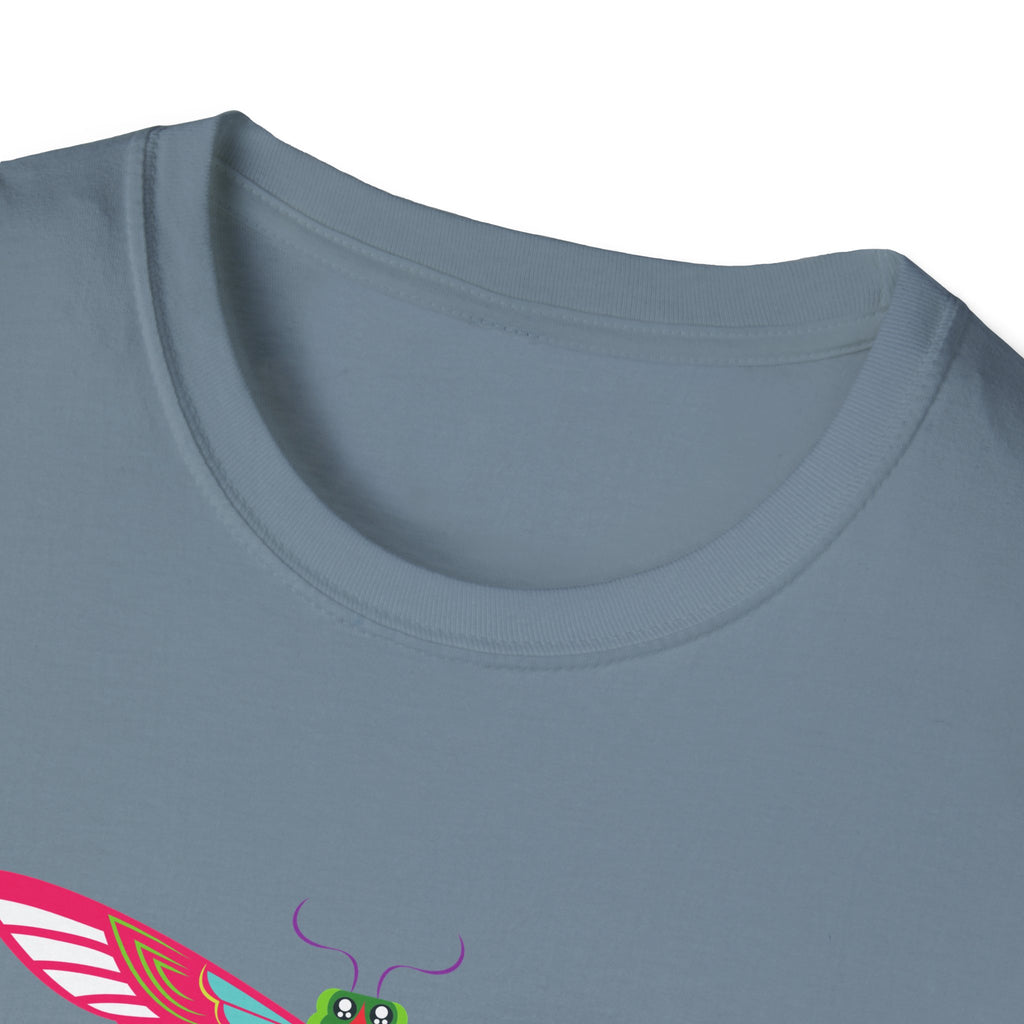 Colorful Dragonfly Unisex Softstyle T-Shirt, Casual Wear, Nature Lover Gift, Summer Fashion, Eco-Friendly Tee, Birthday Present