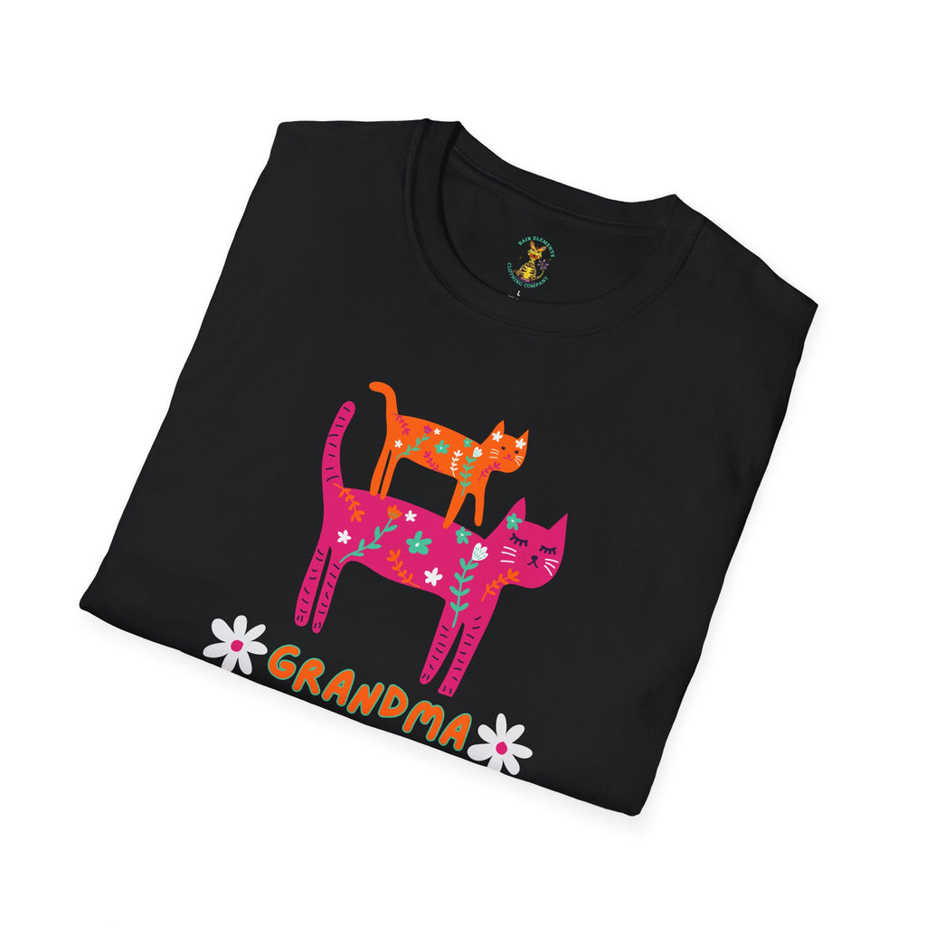 Personalized Grandma Cat T-Shirt, Mother's Day T-Shirt, Sizes XS-5X, Cat Print T-Shirt for Women