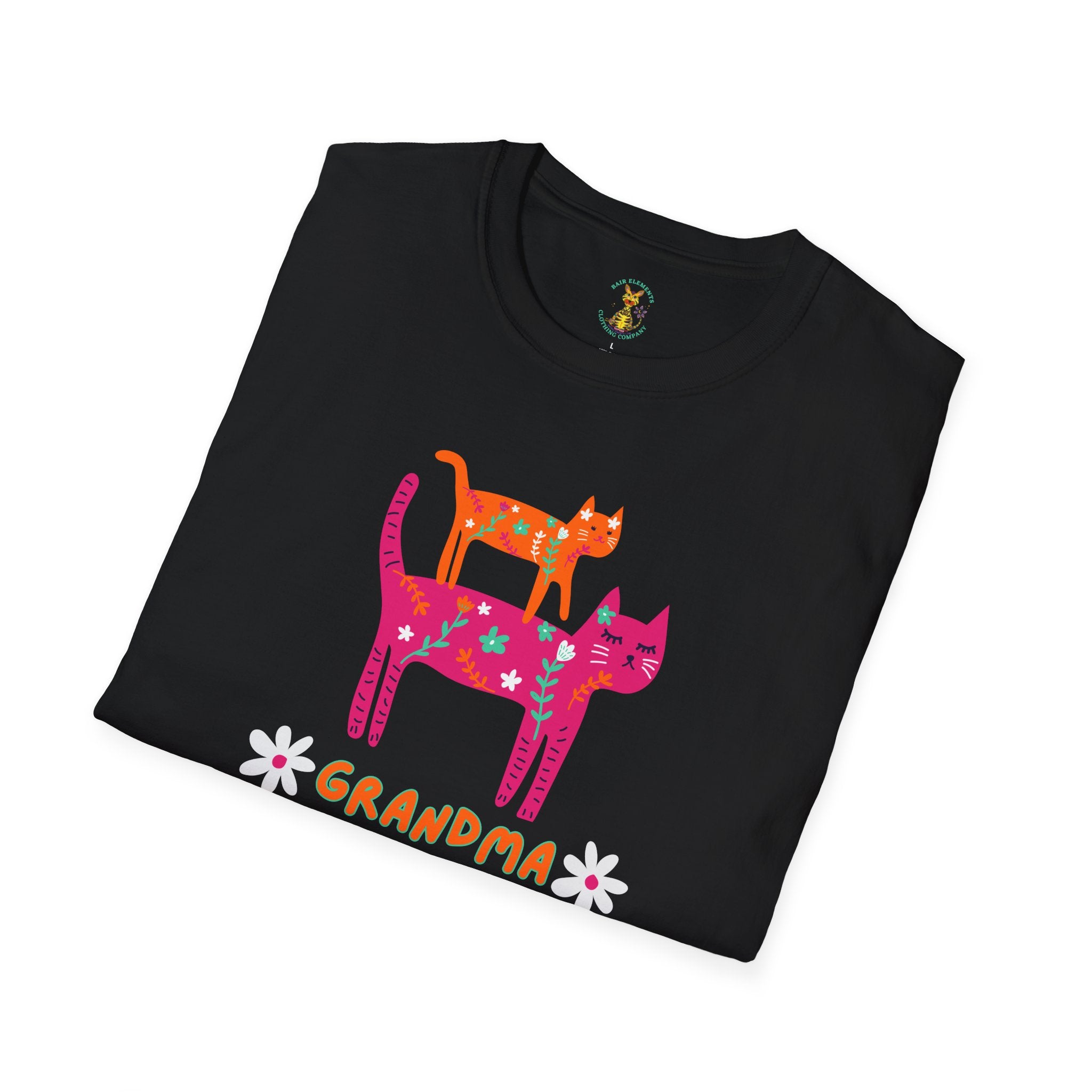 Personalized Grandma Cat T-Shirt, Mother's Day T-Shirt, Sizes XS-5X, Cat Print T-Shirt for Women
