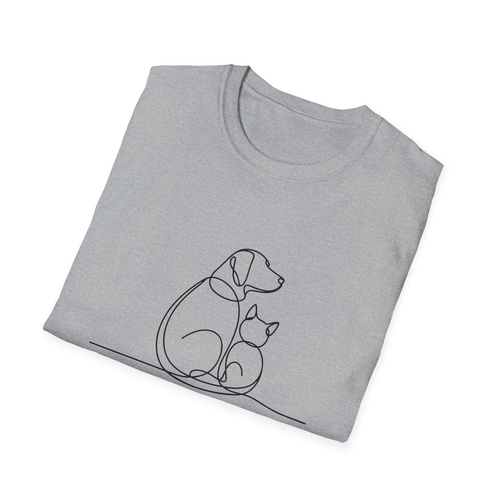 Cat & Dog Line Art T-Shirt — Pet Lover Shirt (Personalize Option)