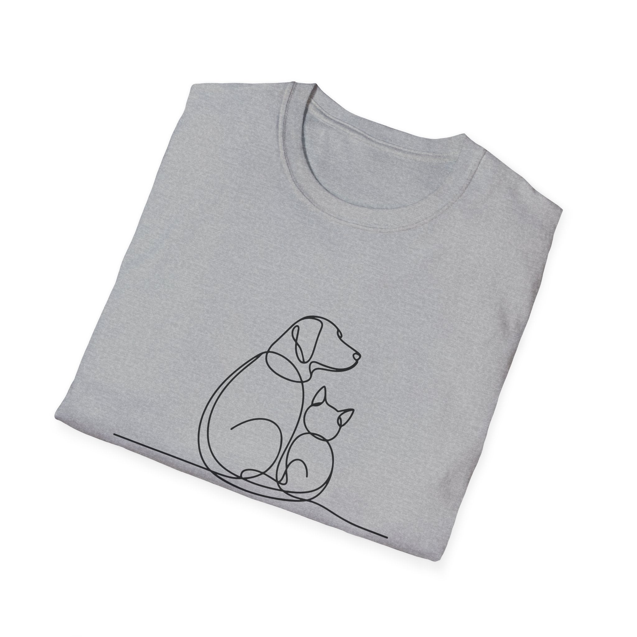 Cat & Dog Line Art T-Shirt — Pet Lover Shirt (Personalize Option)