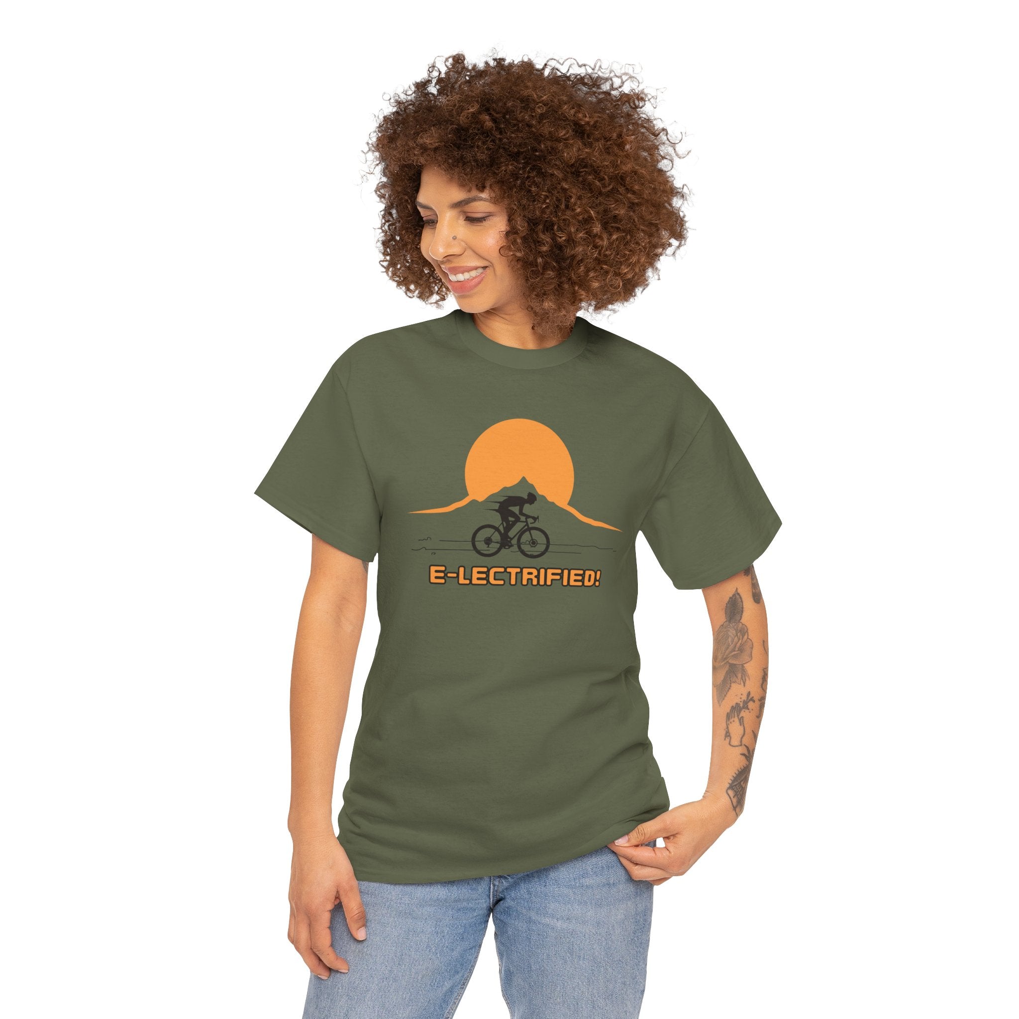 Electrified! E‑Bike Rider Sunset Mountain Cycling T‑Shirt