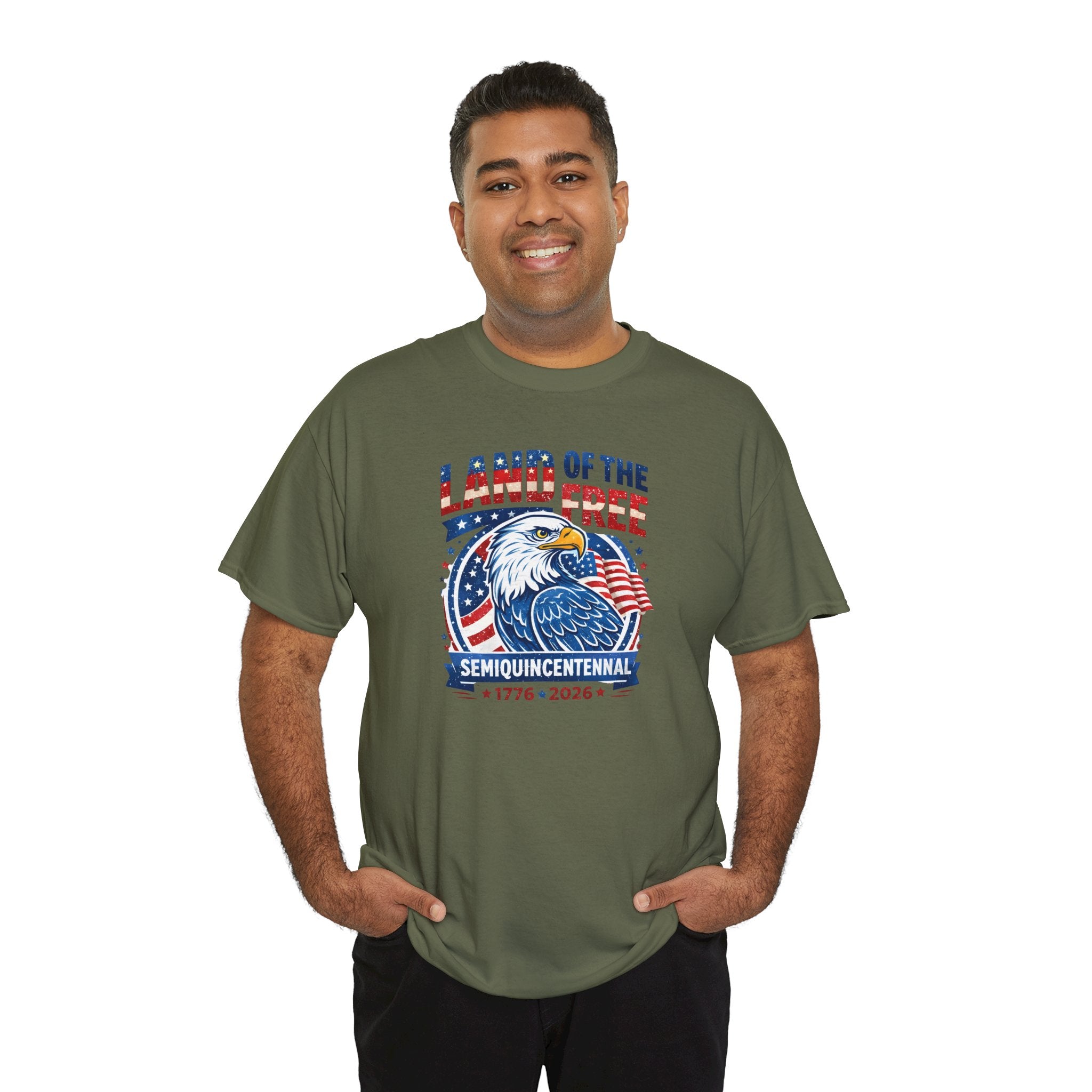 250 Years Land of the Free— Men's Patriotic July 4th Tee