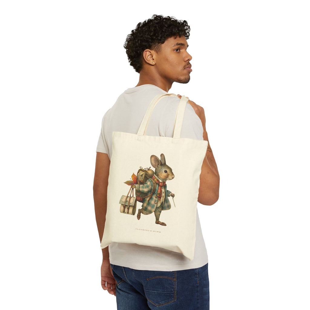 Woodland Traveling Mouse Heavy Canvas Shopping Tote, Mouse Shopping Tote