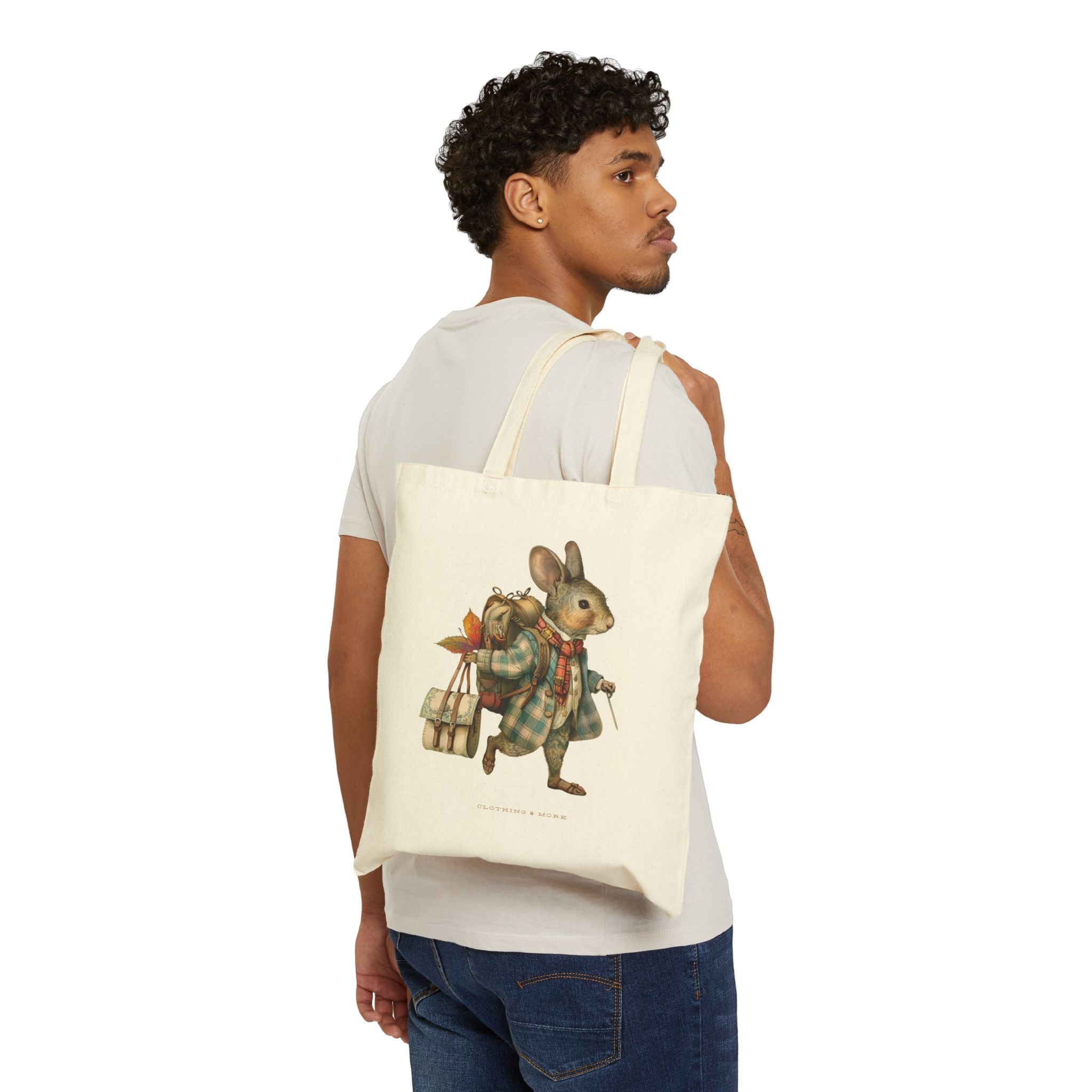 Woodland Traveling Mouse Heavy Canvas Shopping Tote, Mouse Shopping Tote