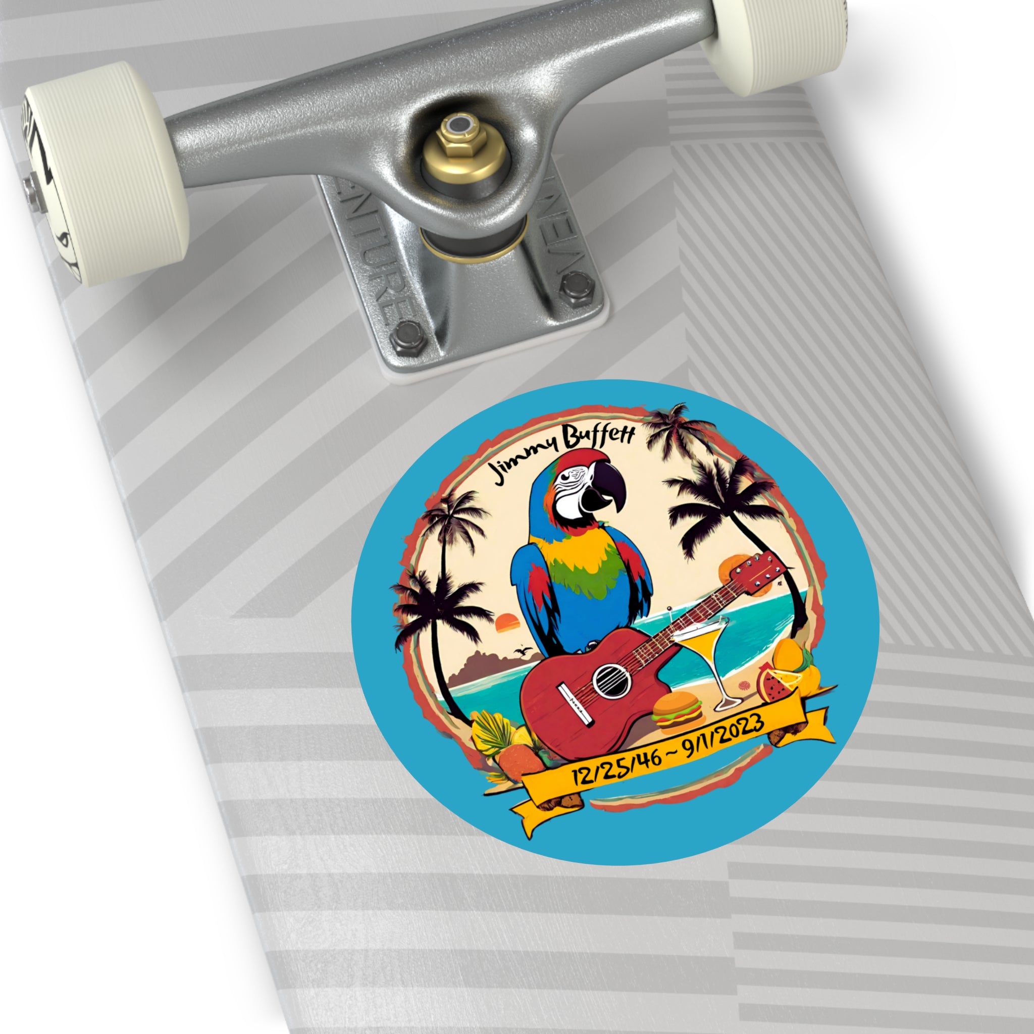 Jimmy Buffett Memorial Round Vinyl Stickers