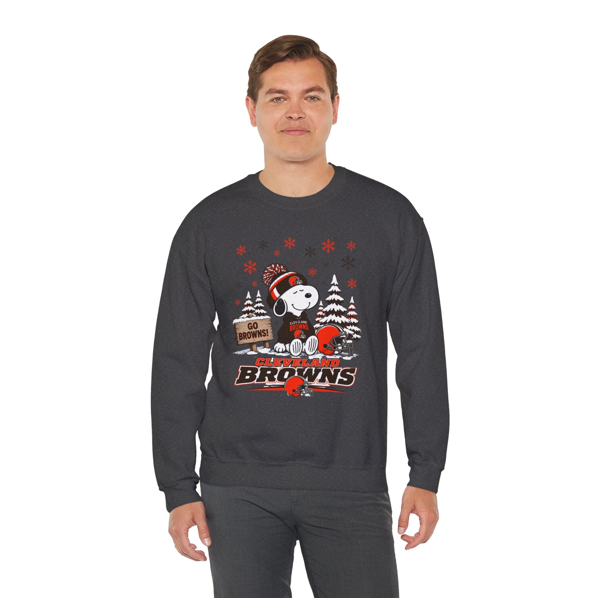 Go Browns!  Snoopy Cleveland Browns Winter Sweatshirt for Men and Women