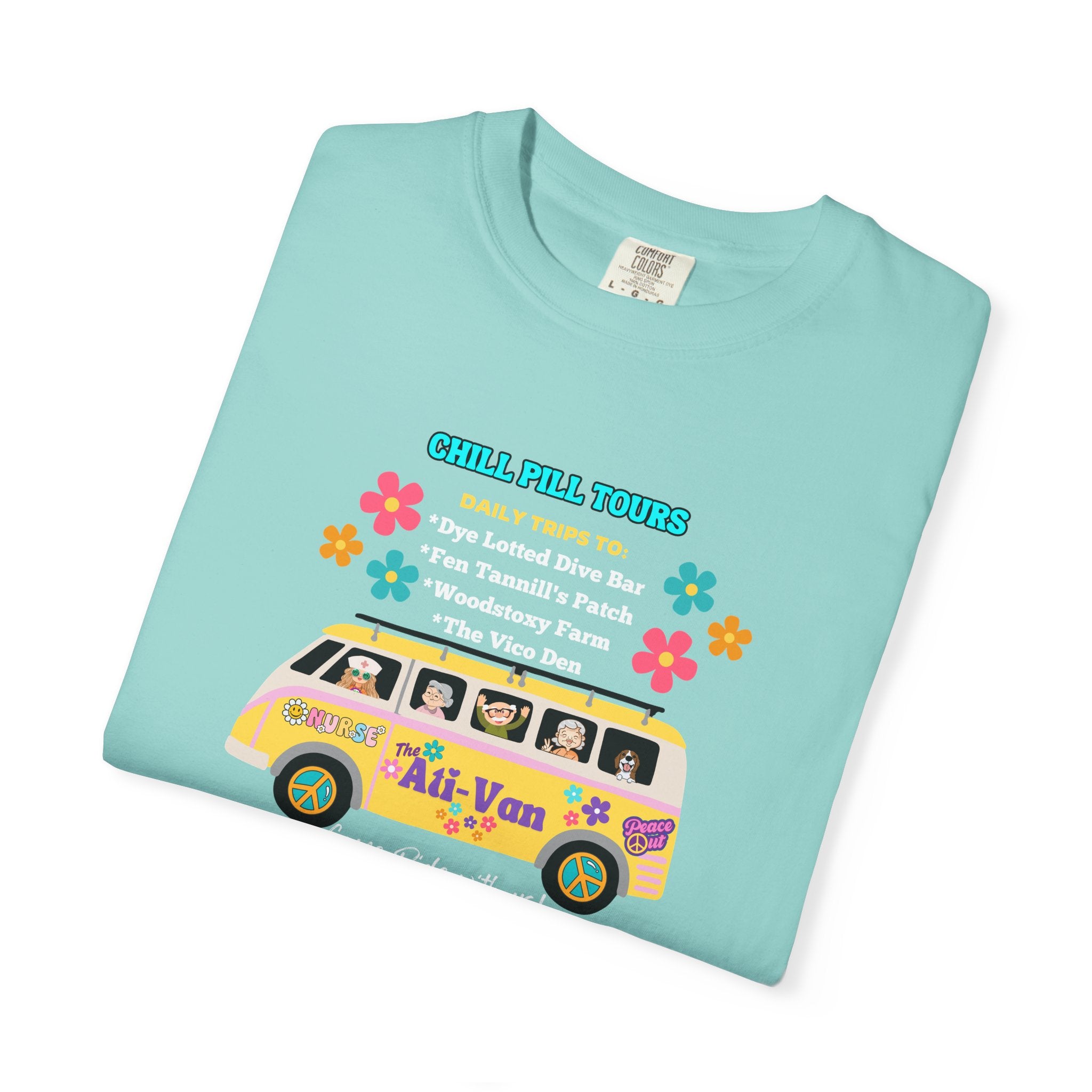 Chill Pill Tours, Funny Nurse T-Shirt, Ati-Van Ride, Unisex Tee, 100% Cotton, Nurse Gift, Soft Nurse T-Shirt
