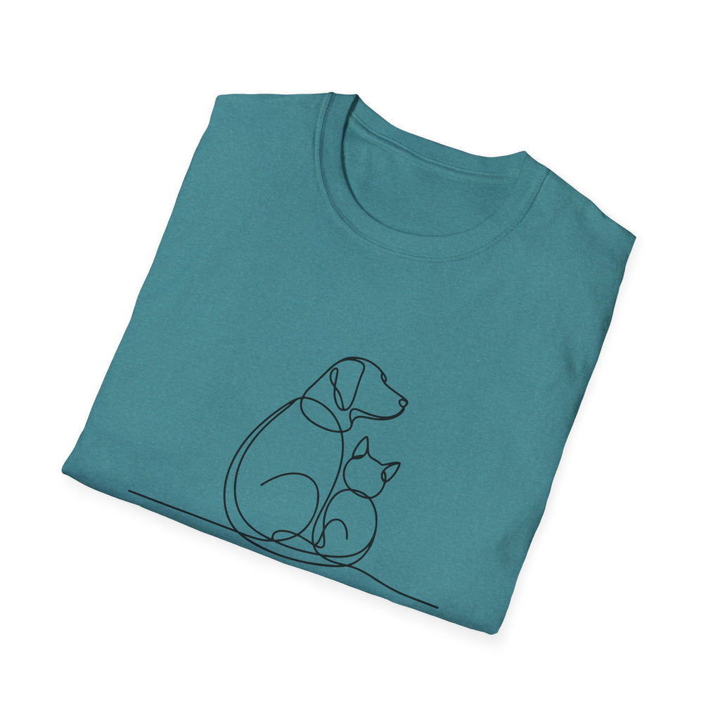 Cat & Dog Line Art T-Shirt — Pet Lover Shirt (Personalize Option)