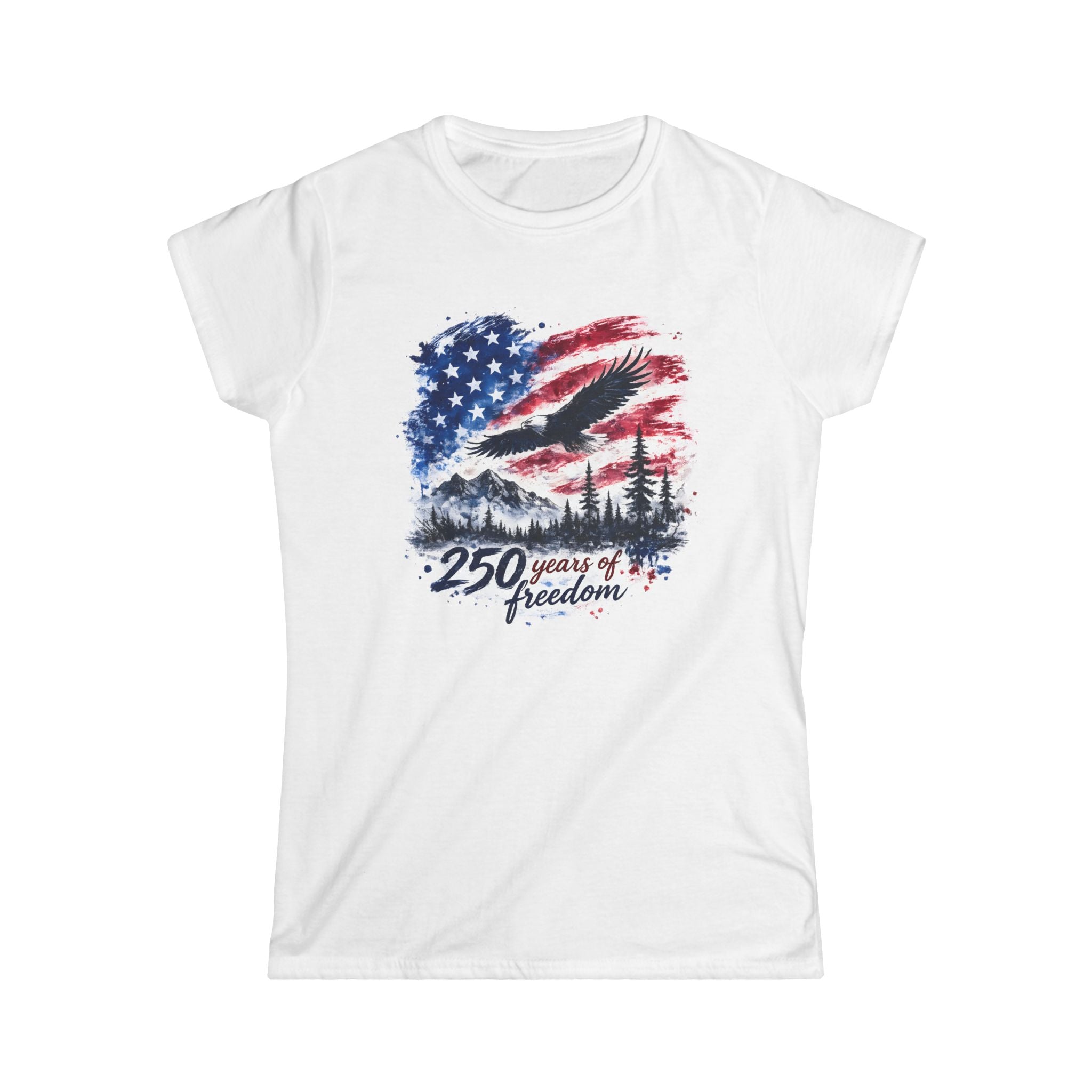 Freedom 250 Watercolor Women's Tee — 250 Years of Freedom Graphic Shirt