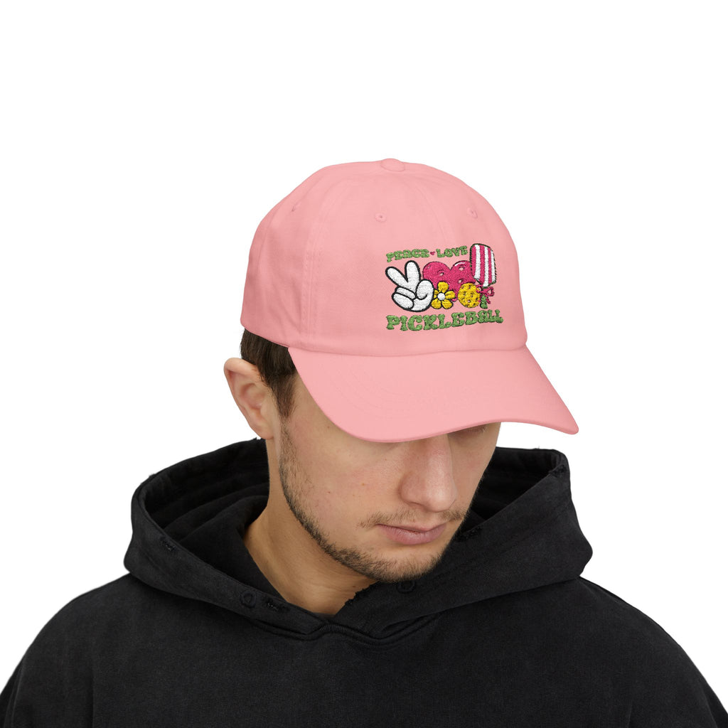 Embroidered Peace Love Pickleball Baseball Cap, Unisex, Pickleball Hat