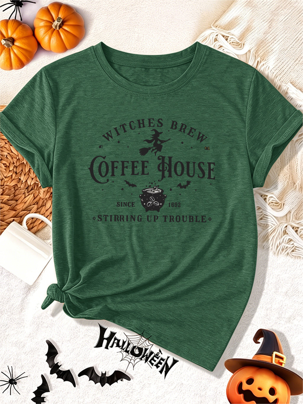Witches Brew Coffee House Women's Halloween Soft Knit Tee