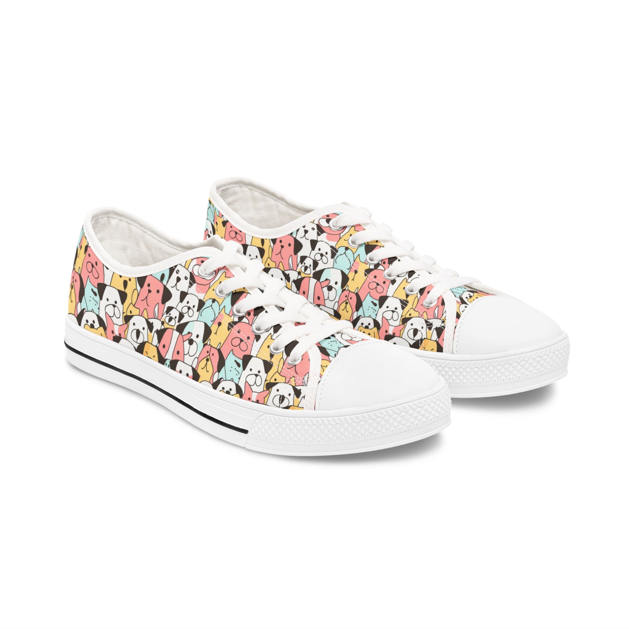 Dog Faces Sneakers, Cute Animal Shoes, Women's Low Tops, Dog Lover Gift, Casual Footwear