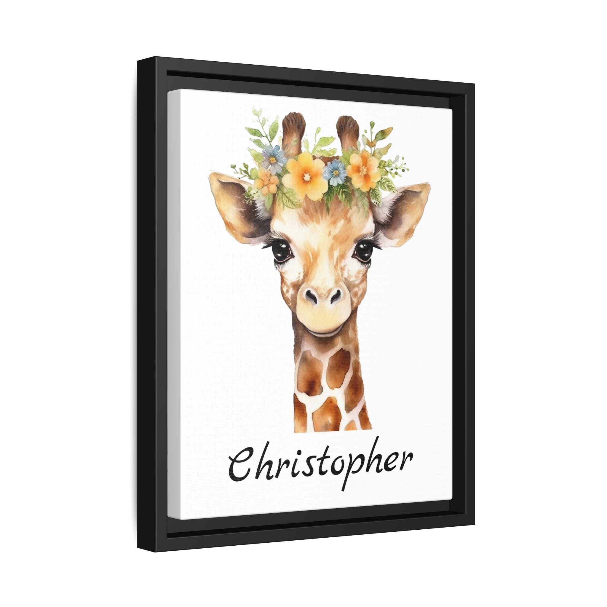 Personalized Baby Giraffe Matte Canvas, Nursery Wall Art