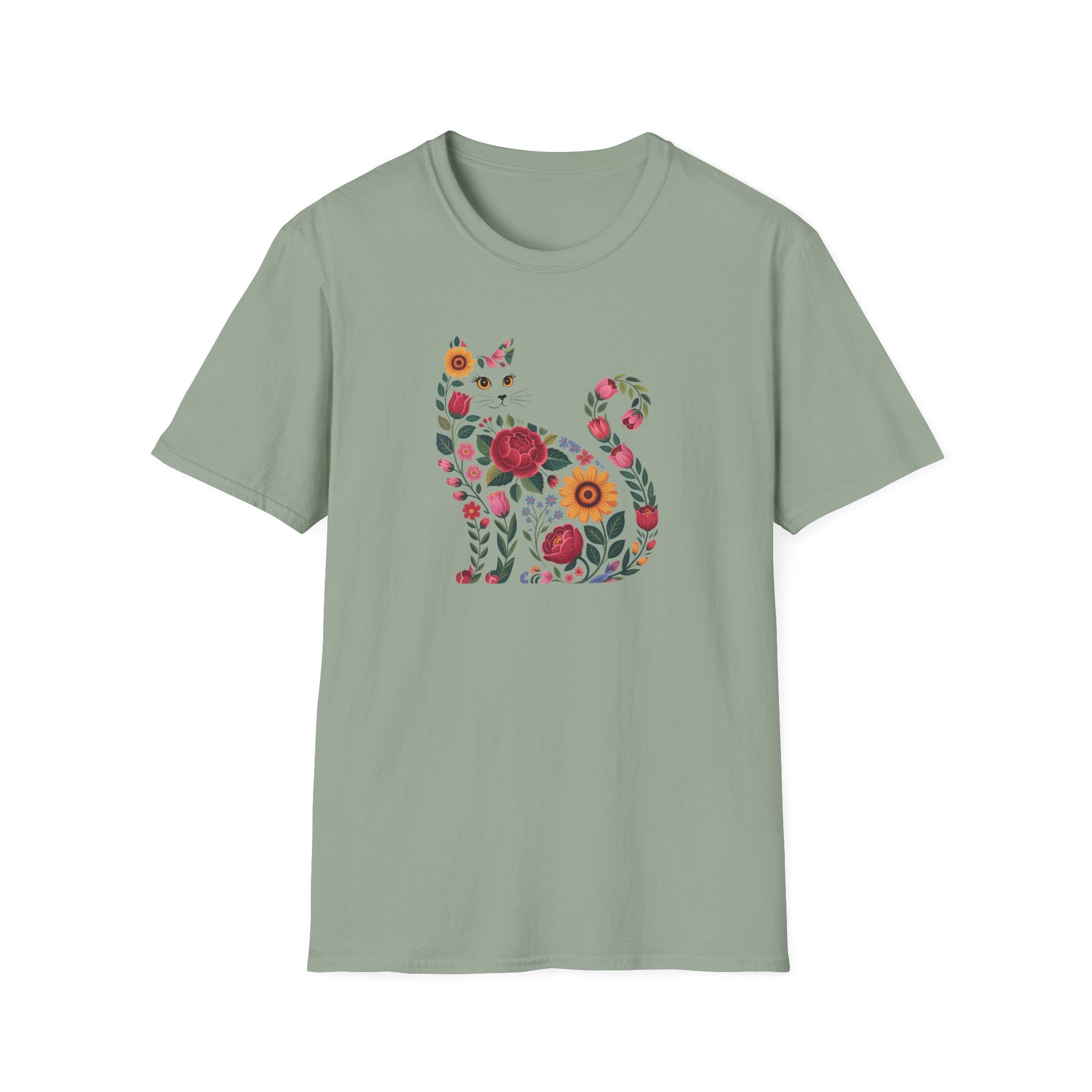 Personalized Boho Floral Cat Tee — Cat Lovers T-Shirt