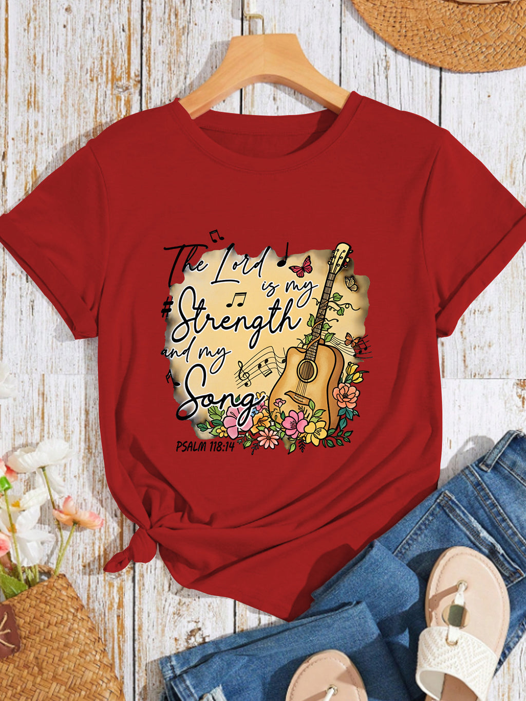 Women's Scripture Guitar Faith T-Shirt, Women's Psalm Tee