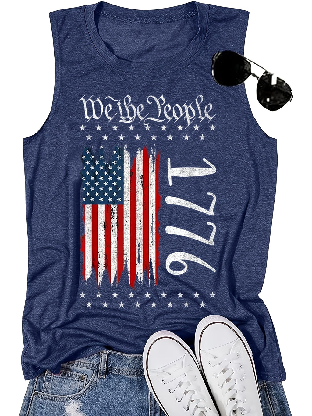 We The People Flag Stars Women's Tank Top Independence Day 250