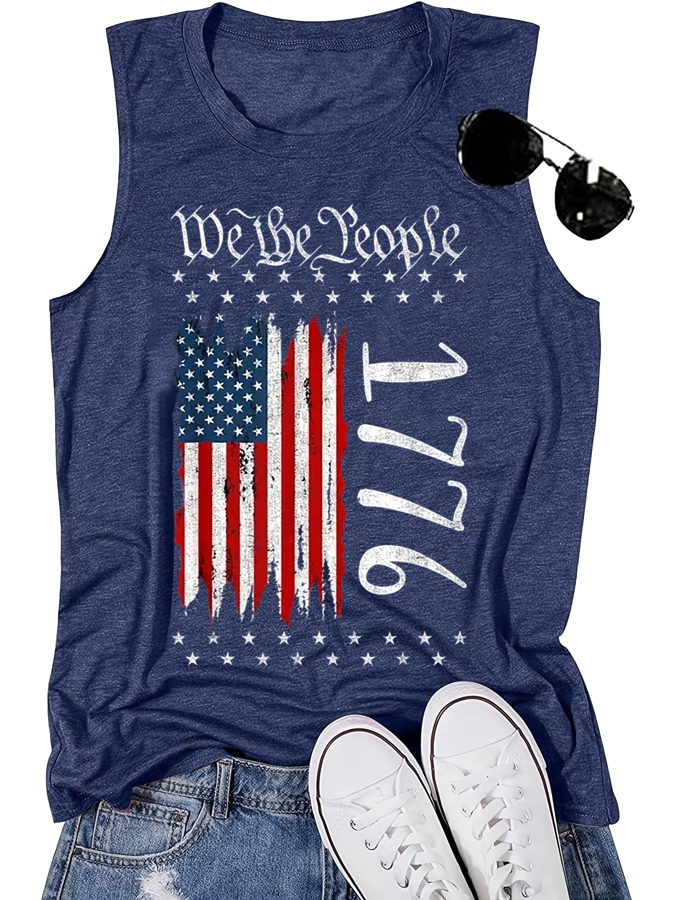 We The People Flag Stars Women's Tank Top Independence Day 250