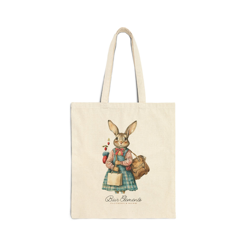 Woodland Bunny Market Bag, Heavy Canvas Shopping Tote, Bunny Shopping Tote
