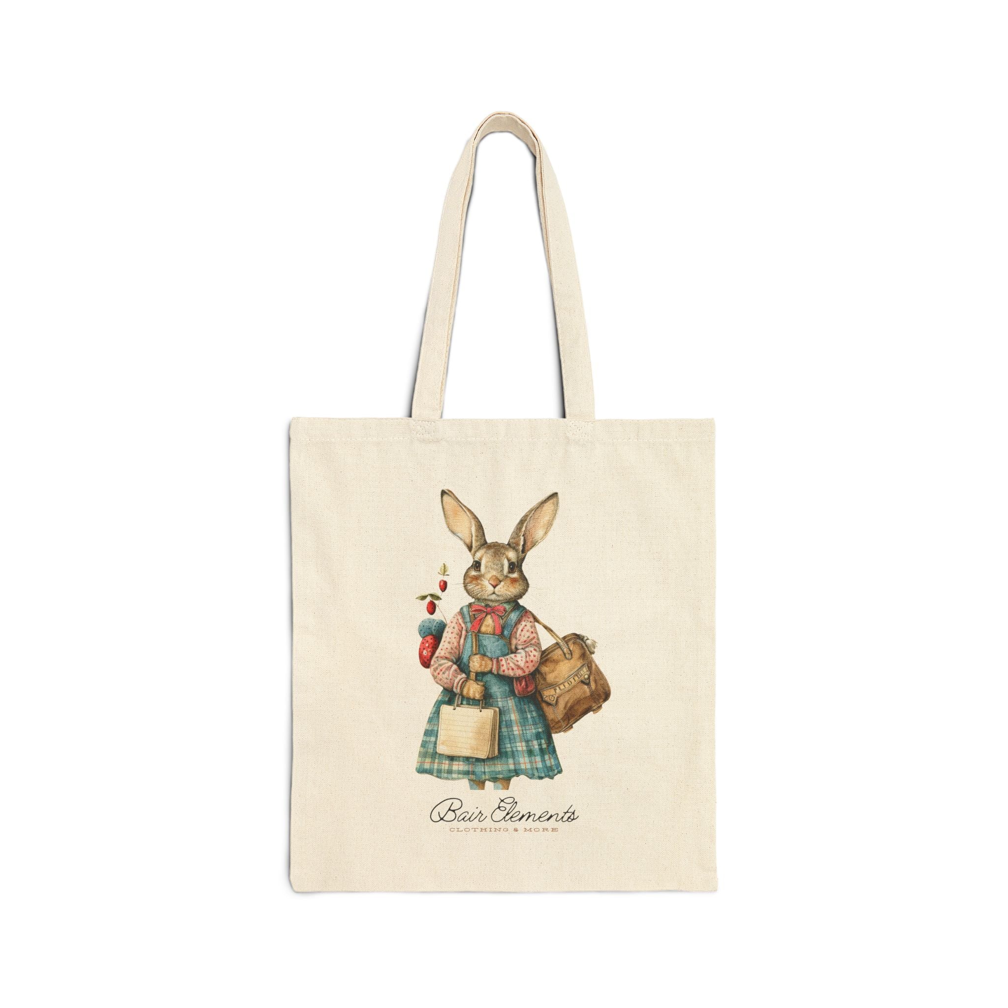 Woodland Bunny Market Bag, Heavy Canvas Shopping Tote, Bunny Shopping Tote
