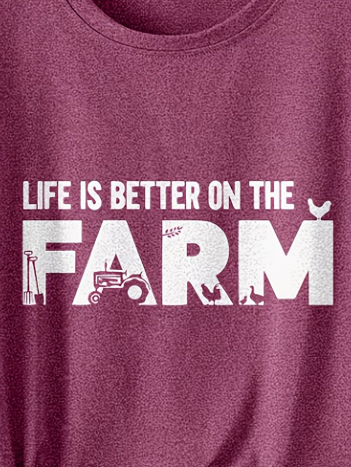 Lif is Better on the Farm T-Shirt for Women, Farm Girl Tee