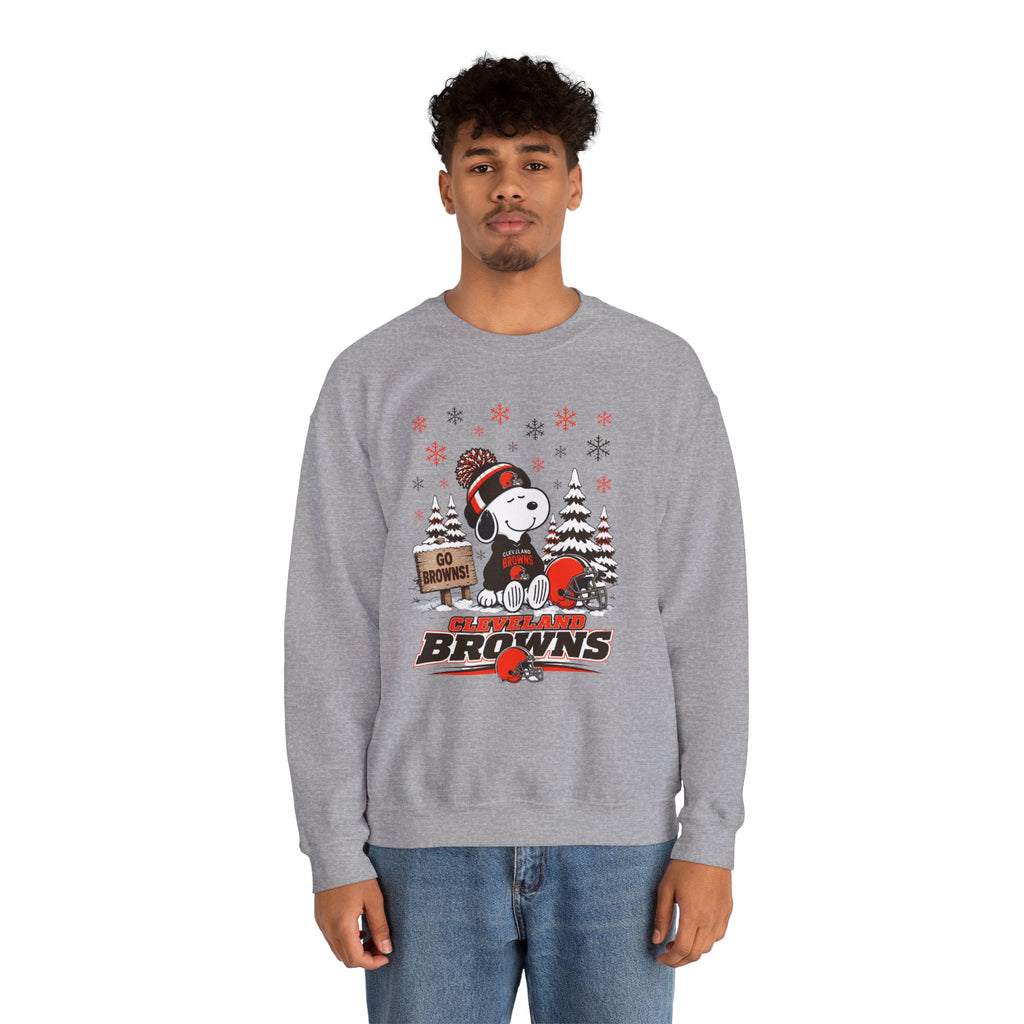 Go Browns!  Snoopy Cleveland Browns Winter Sweatshirt for Men and Women