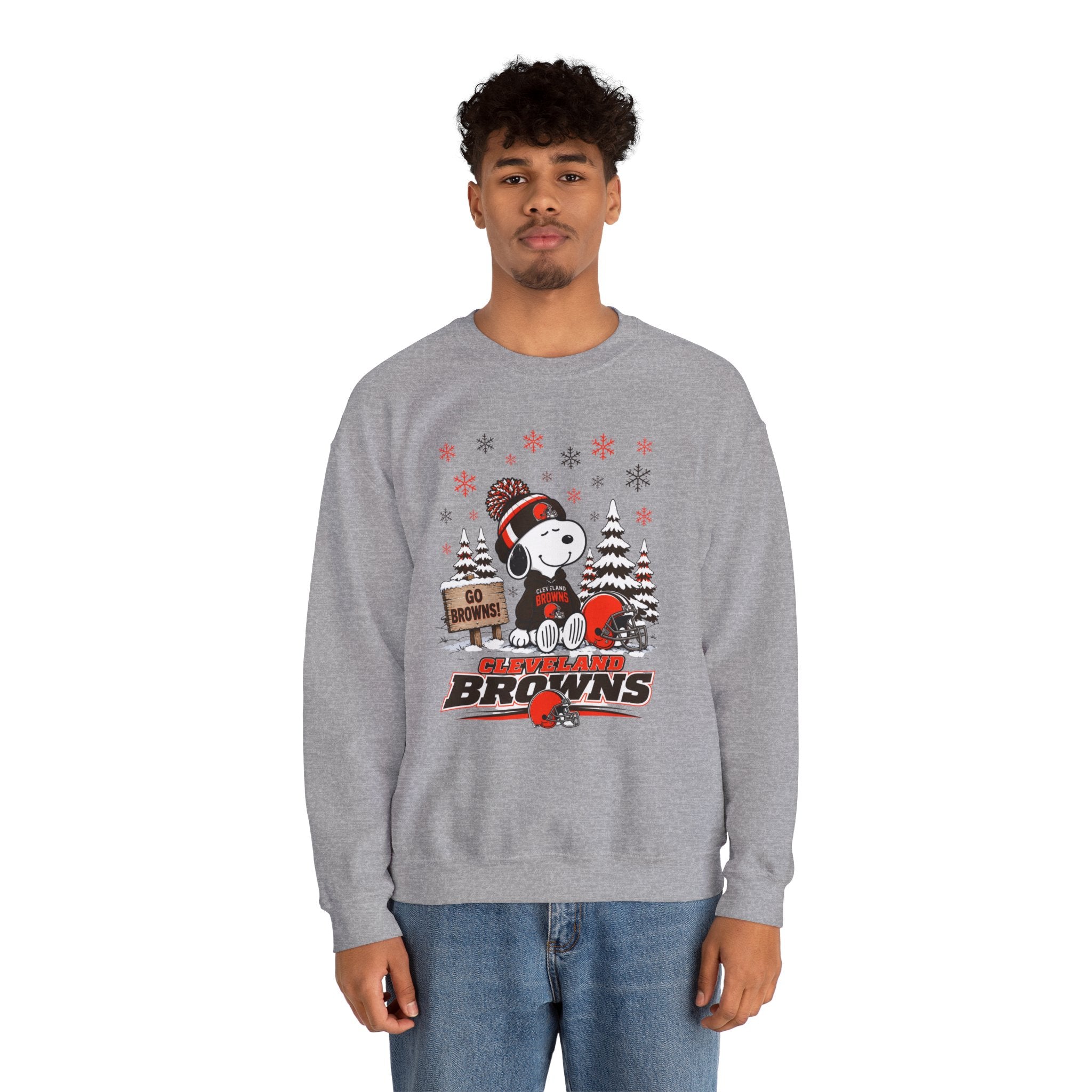 Go Browns!  Snoopy Cleveland Browns Winter Sweatshirt for Men and Women