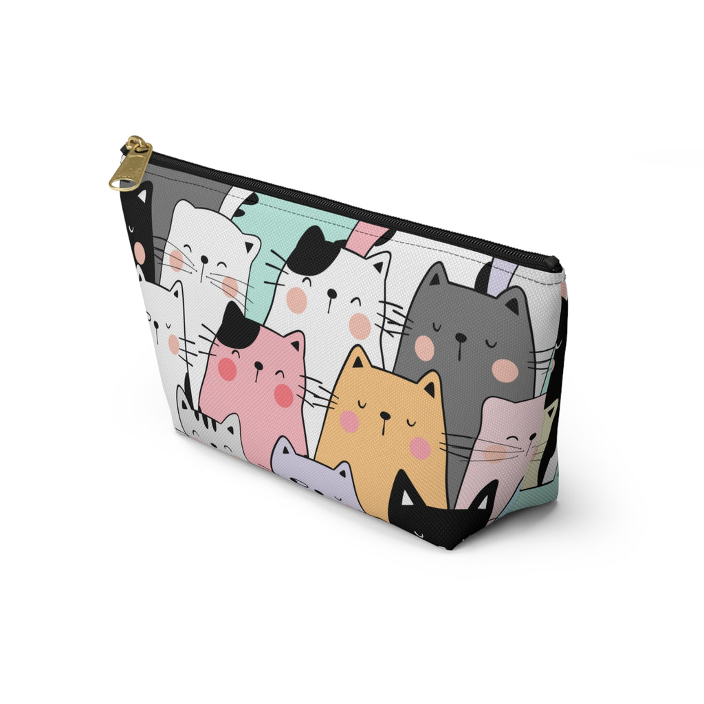 Colorful Cat Print, Travel Accessory Pouch, Make-up Bag