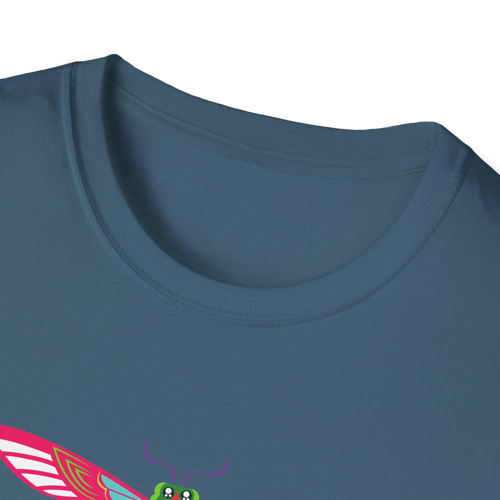 Colorful Dragonfly Unisex Softstyle T-Shirt, Casual Wear, Nature Lover Gift, Summer Fashion, Eco-Friendly Tee, Birthday Present