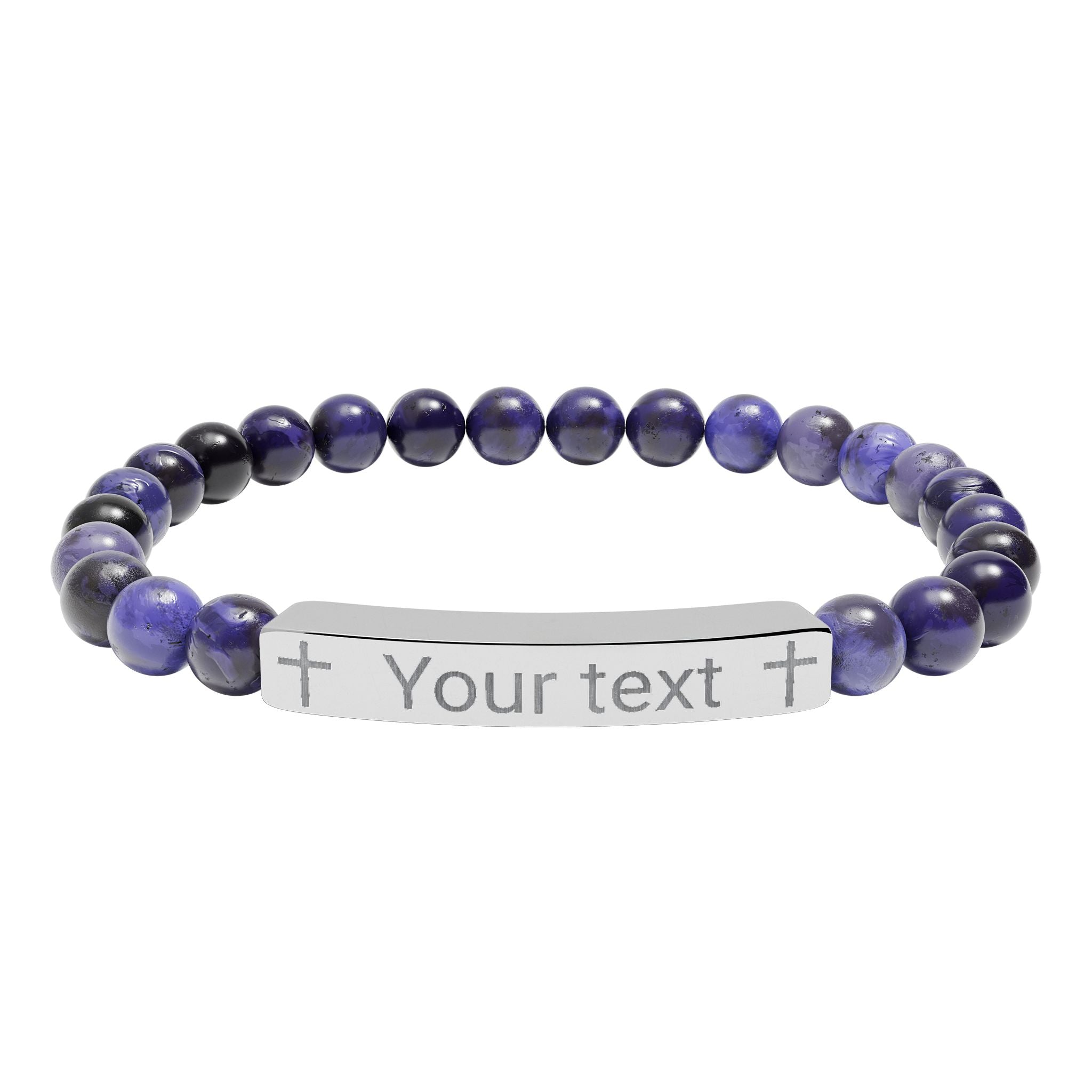 Engraved Name Bar Stone Bracelet, Personalized Natural Stone Bracelet, Custom Name, 18k Gold