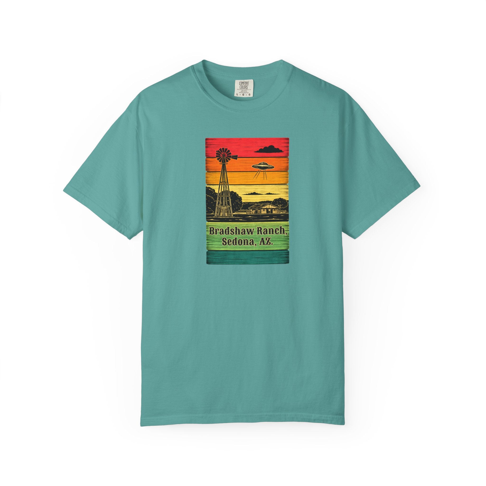 Bradshaw Ranch Sedona AZ Sunset T-shirt, Windmill Desert Design, Men's & Women's