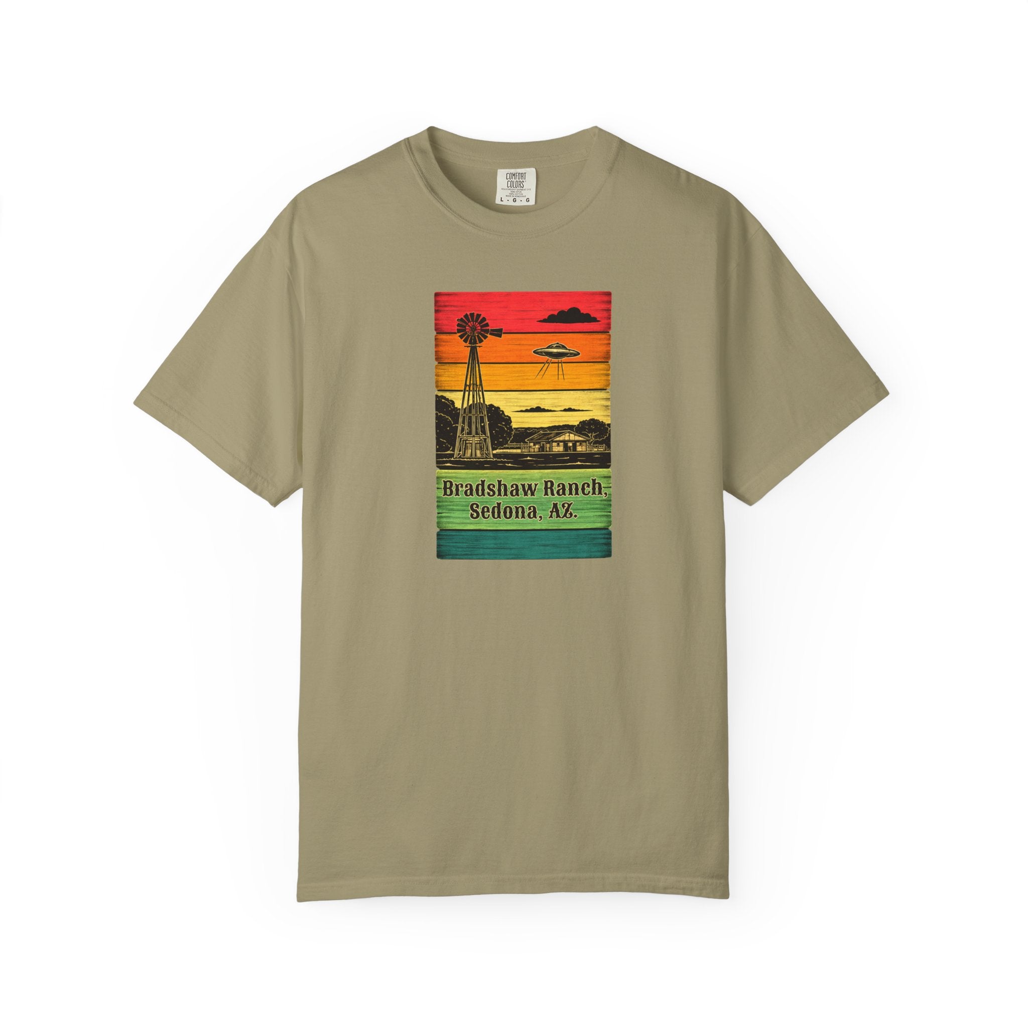 Bradshaw Ranch Sedona AZ Sunset T-shirt, Windmill Desert Design, Men's & Women's