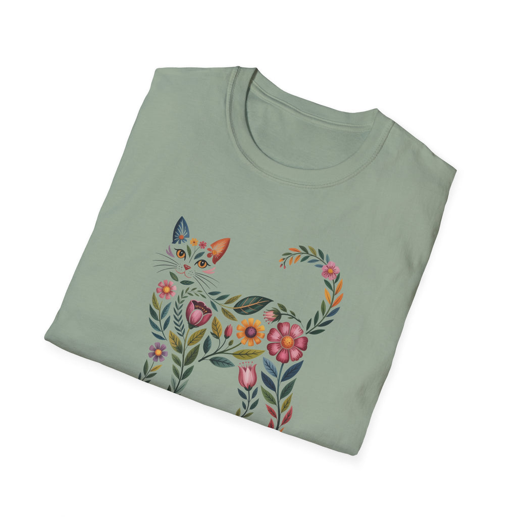 Floral Boho Cat Tee — Cat Lover T-Shirt