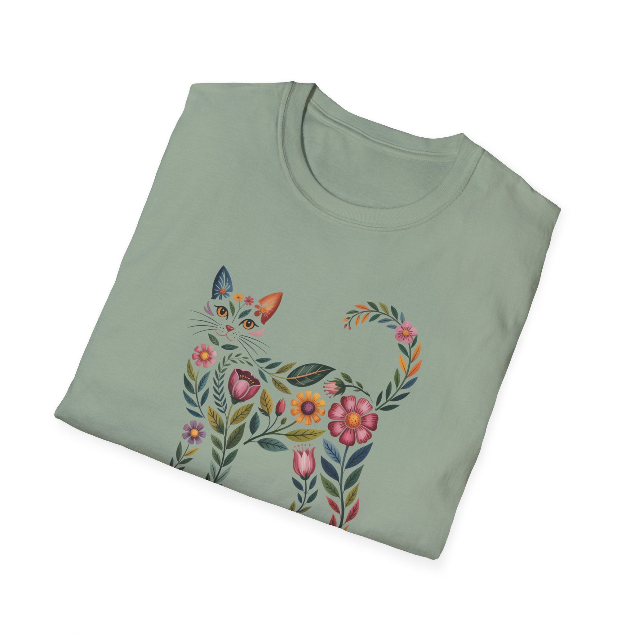 Floral Boho Cat Tee — Cat Lover T-Shirt