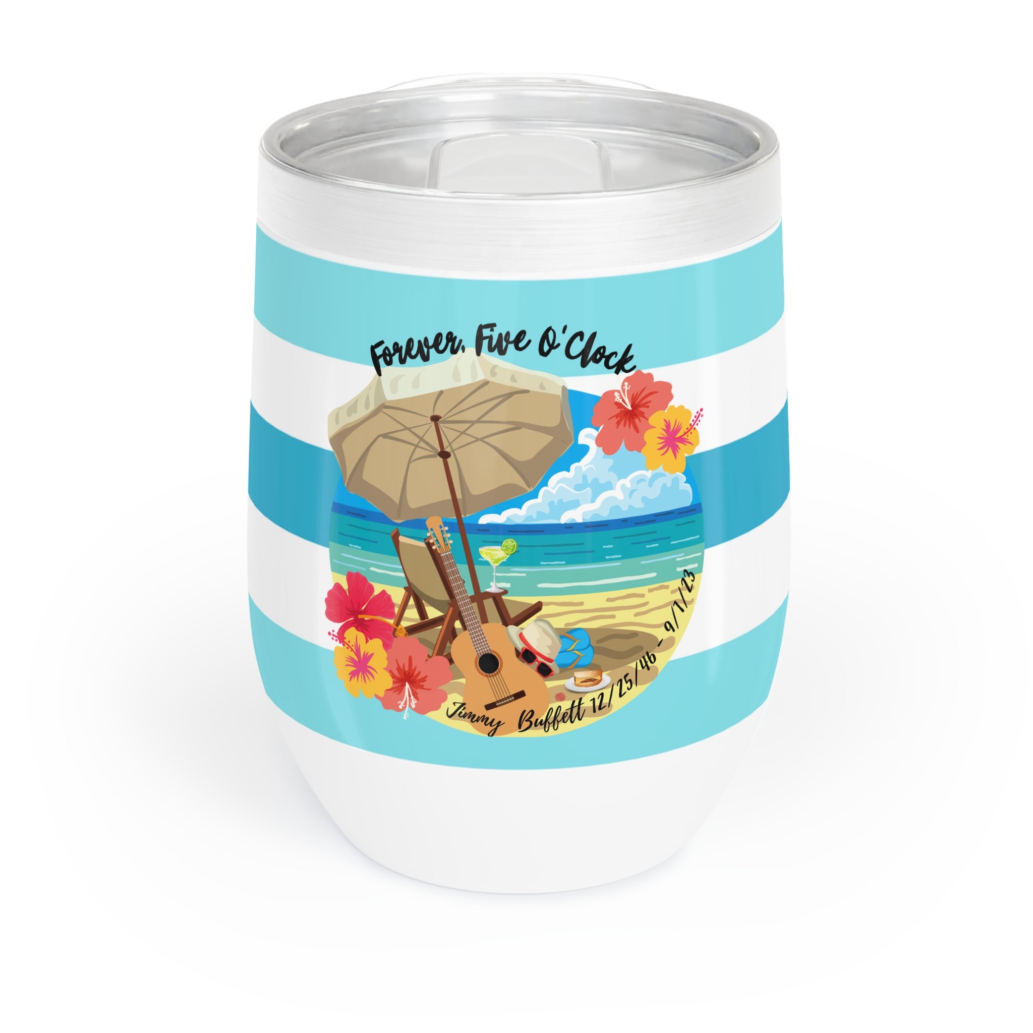 Five O'Clock Forever, Jimmy Buffett Tribute,  Insulated Cocktail Tumbler, 12 oz. , Insulated Thermos Mug