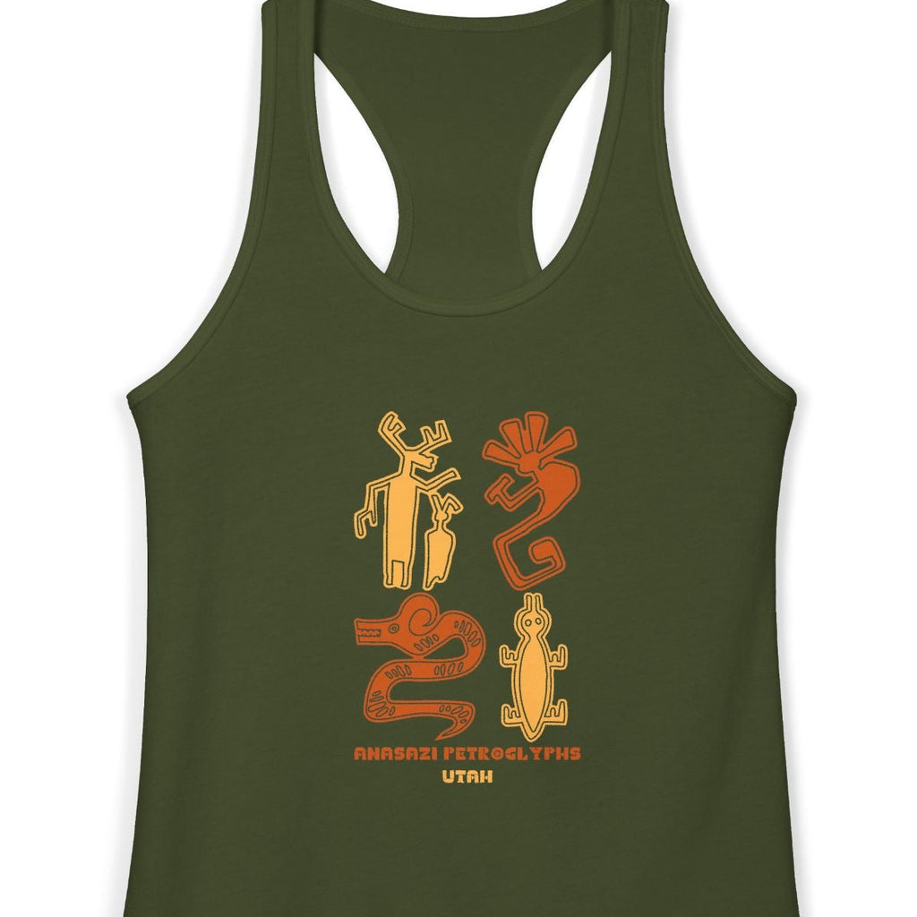 Anasazi Petroglyth, Women's Ideal Racerback Tank, Arizona Desert Shirt 5 Colors